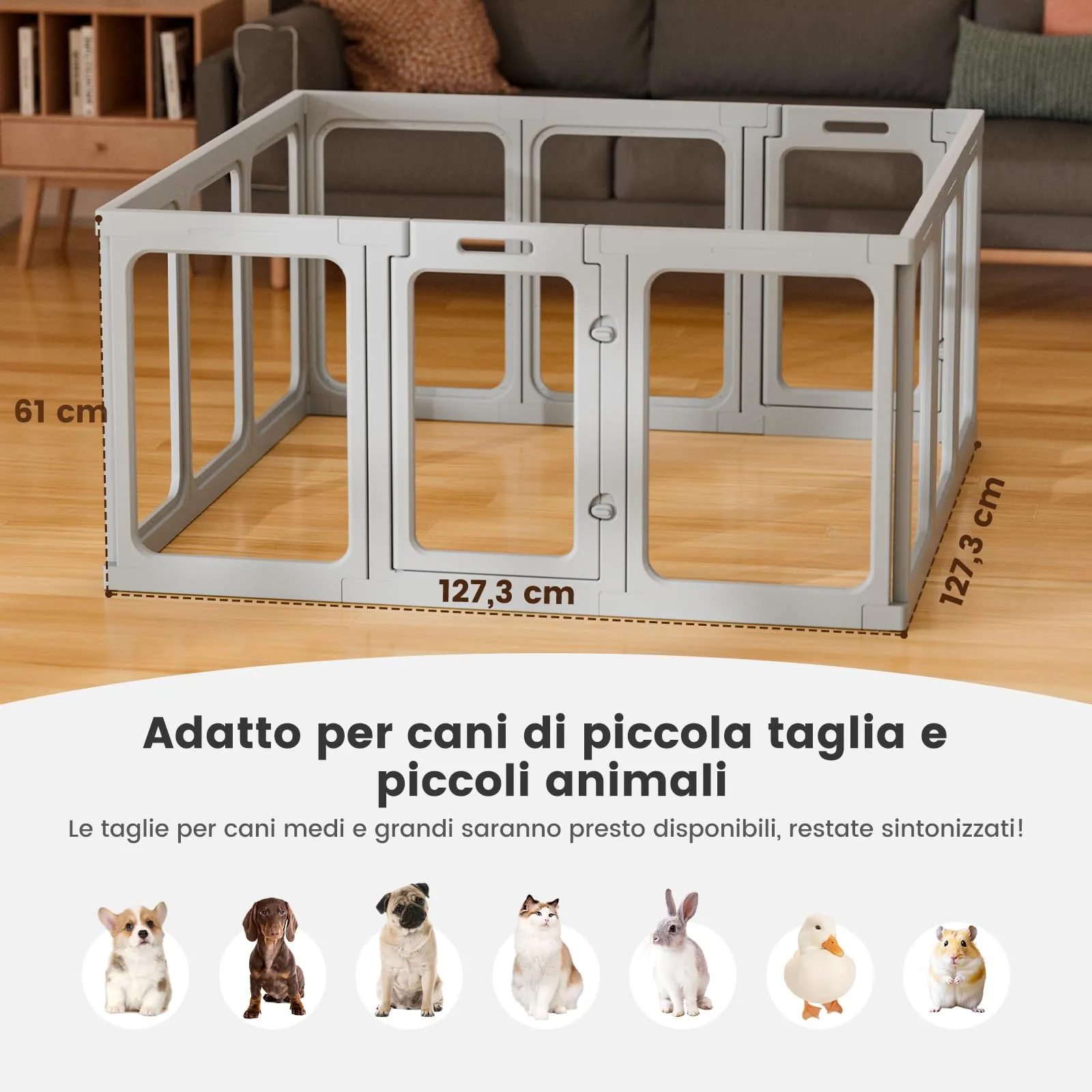 Gardner Pet Recinto per Cani in Acrilico Trasparente, 12 Pezzi, Grigio - immagine 2