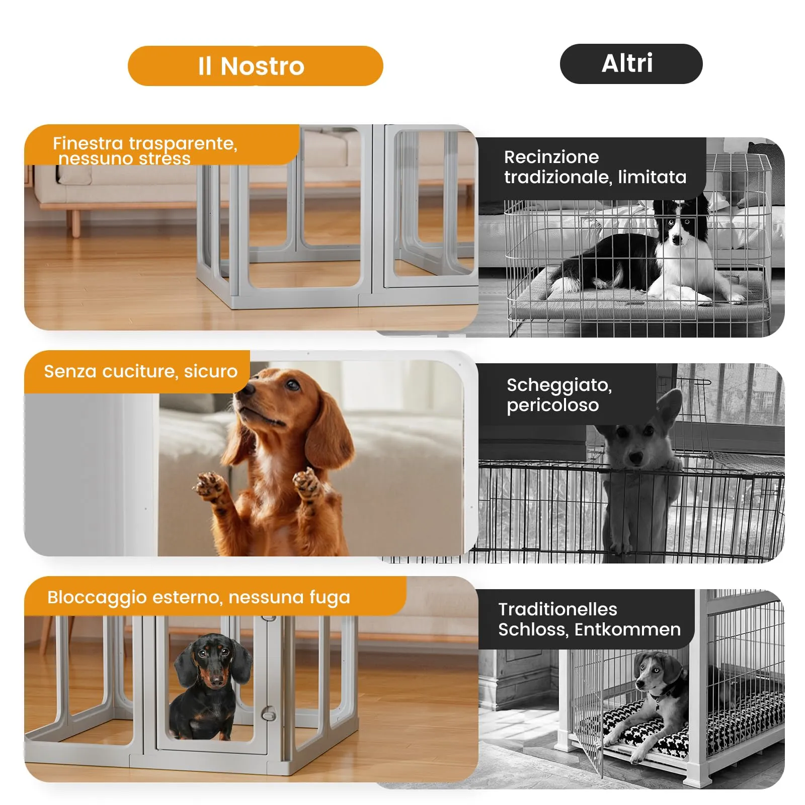 Gardner Pet Recinto per Cani in Acrilico Trasparente, 12 Pezzi, Grigio - immagine 5