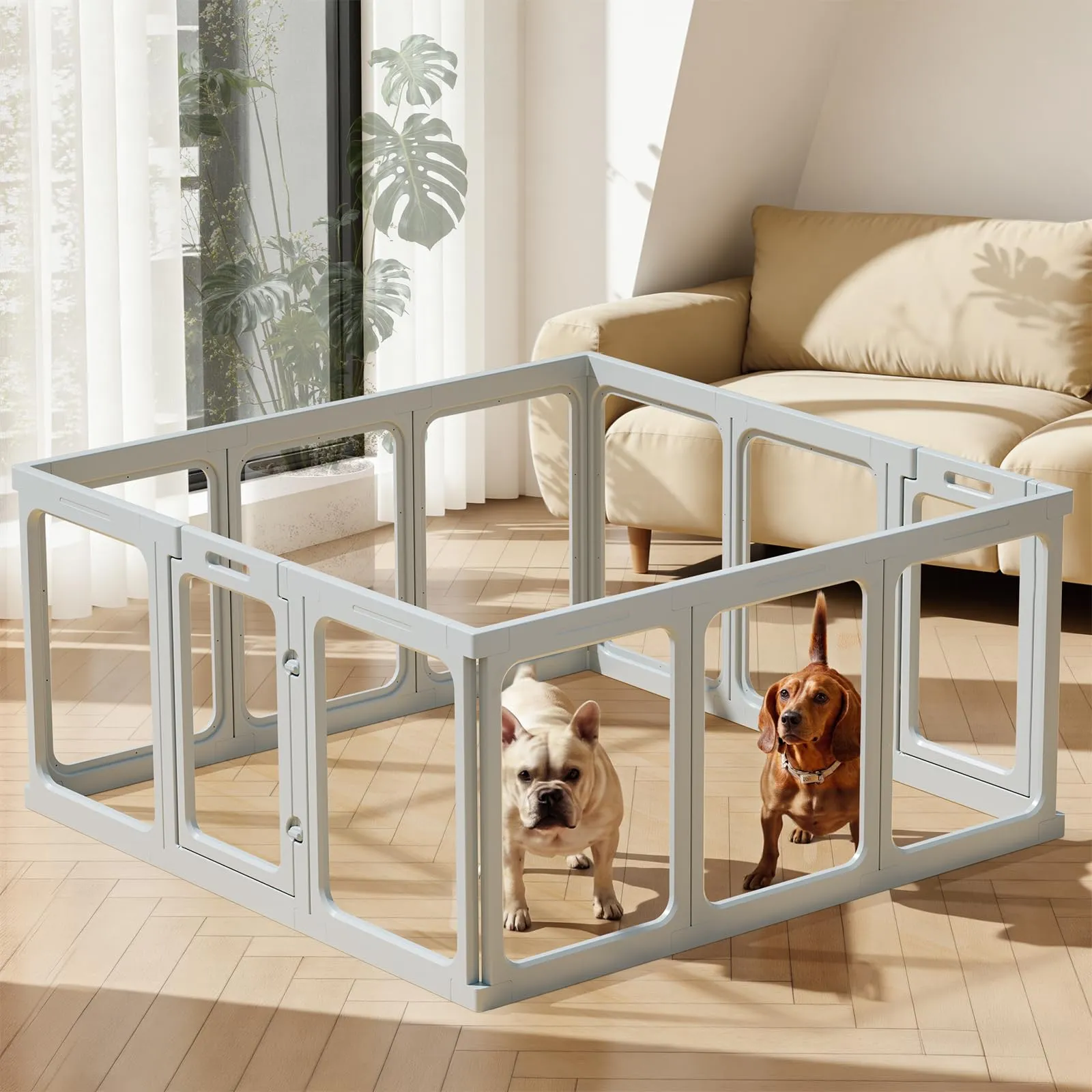Gardner Pet Recinto per Cani in Acrilico Trasparente, 12 Pezzi, Grigio - immagine 7
