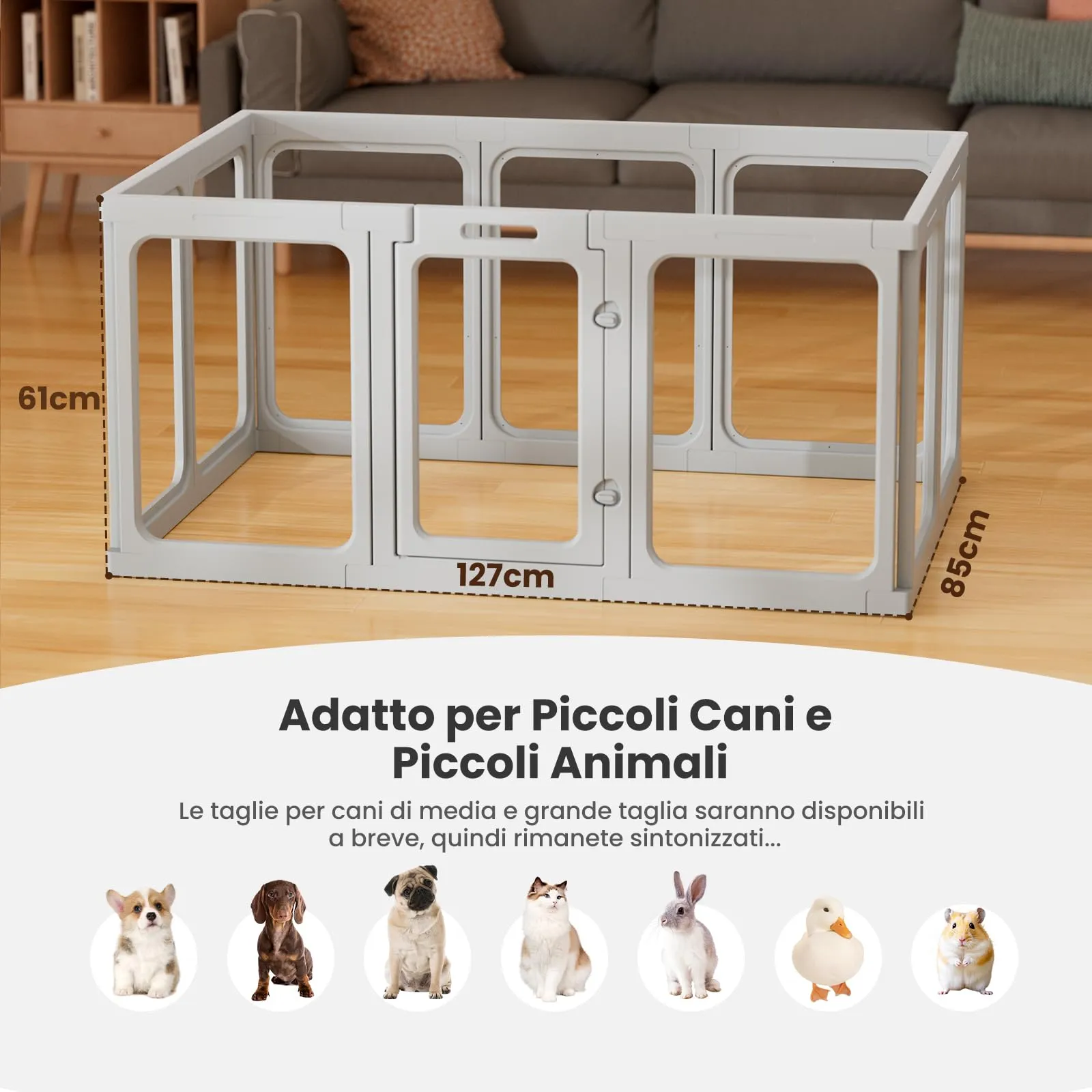 Gardner Pet Recinto per Cani in Acrilico Trasparente, 10 Pezzi, Grigio - immagine 3