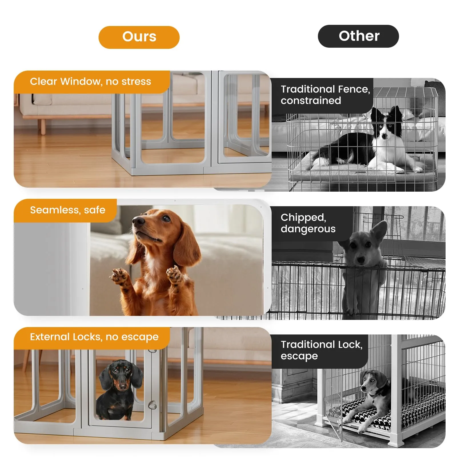 Gardner Pet Recinto per Cani in Acrilico Trasparente, 10 Pezzi, Grigio - immagine 8