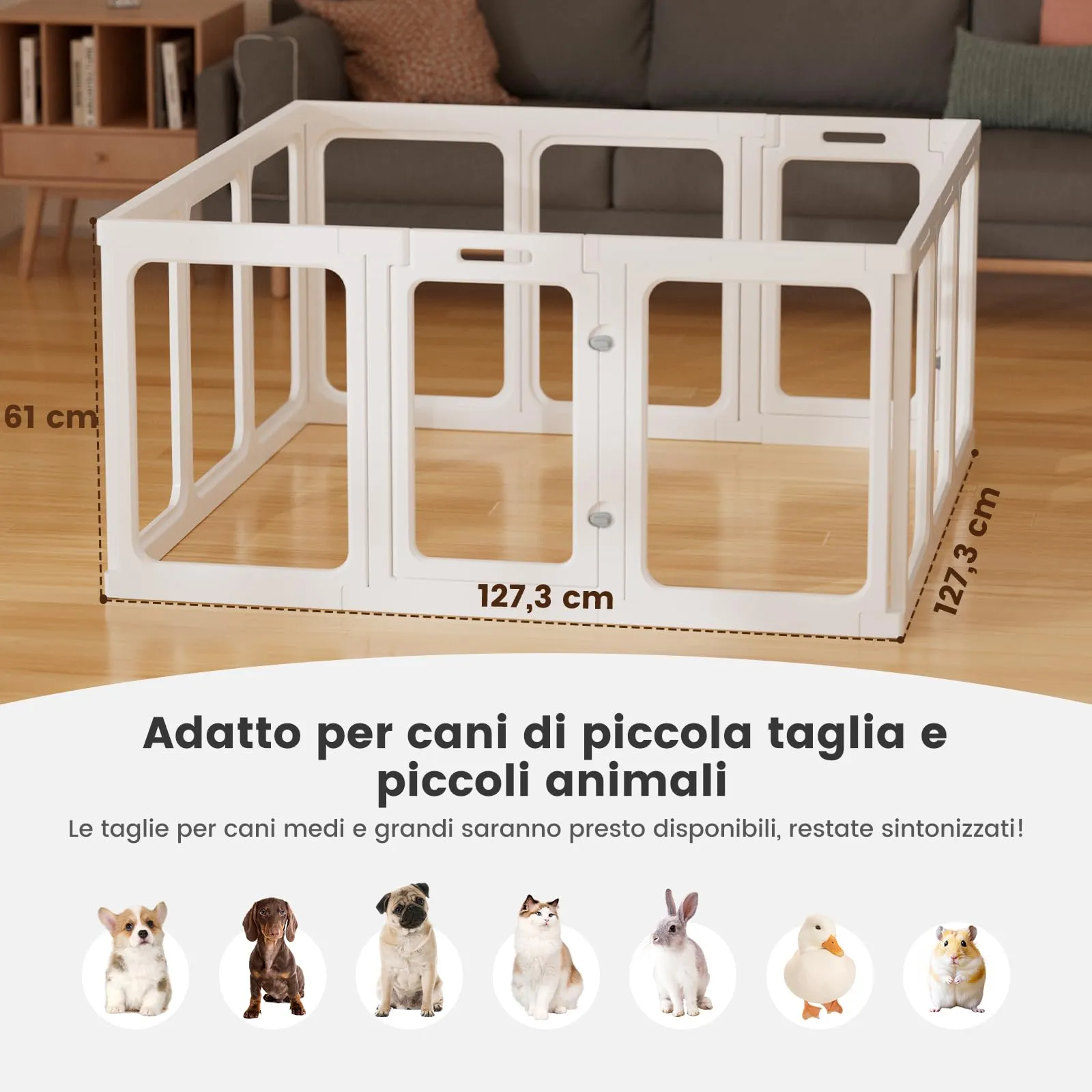 Gardner Pet Recinto per Cani in Acrilico Trasparente, 12 Pezzi, Bianco - immagine 2