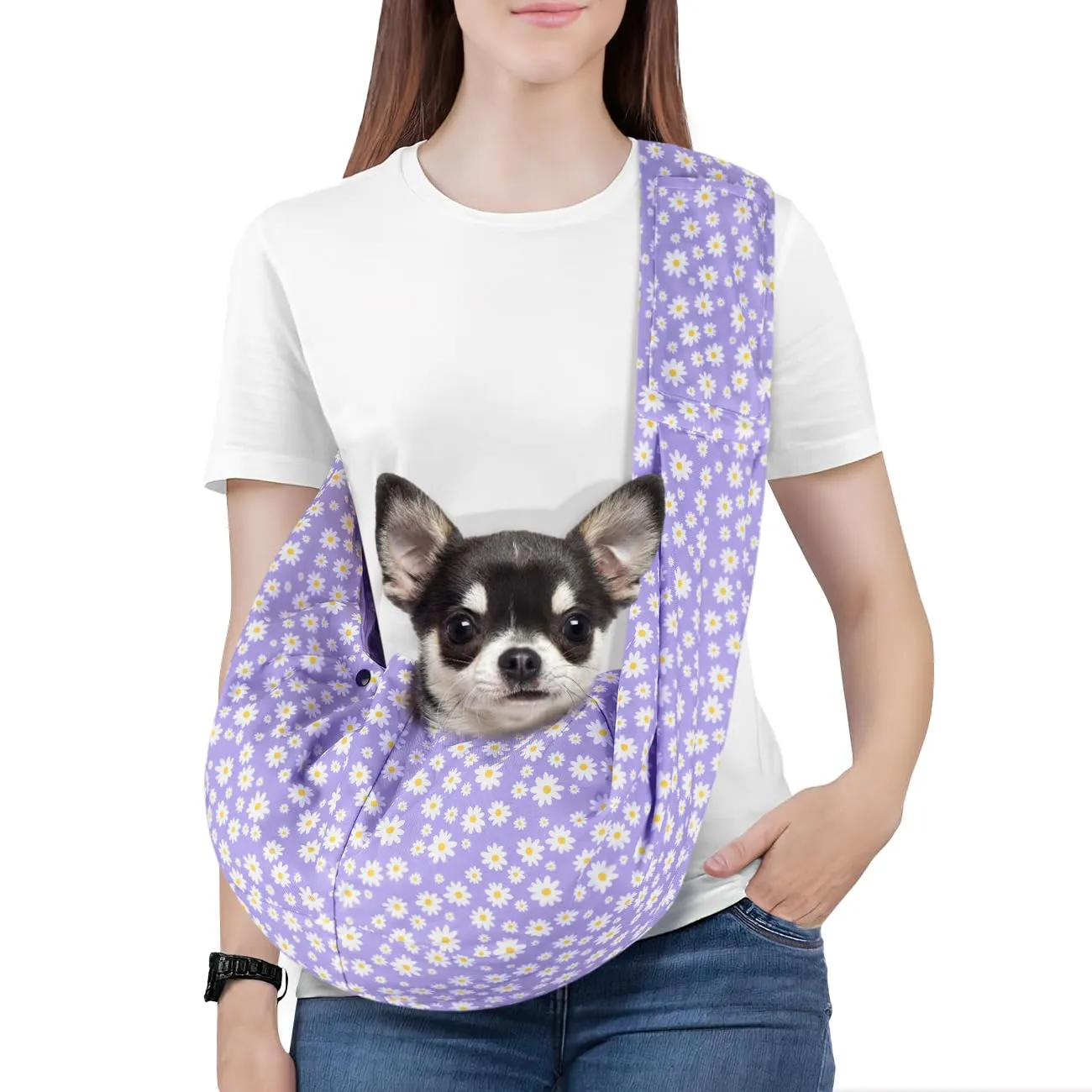 Pawaboo Fascia Trasportino per Cane Piccolo, Margherita Viola - immagine 1