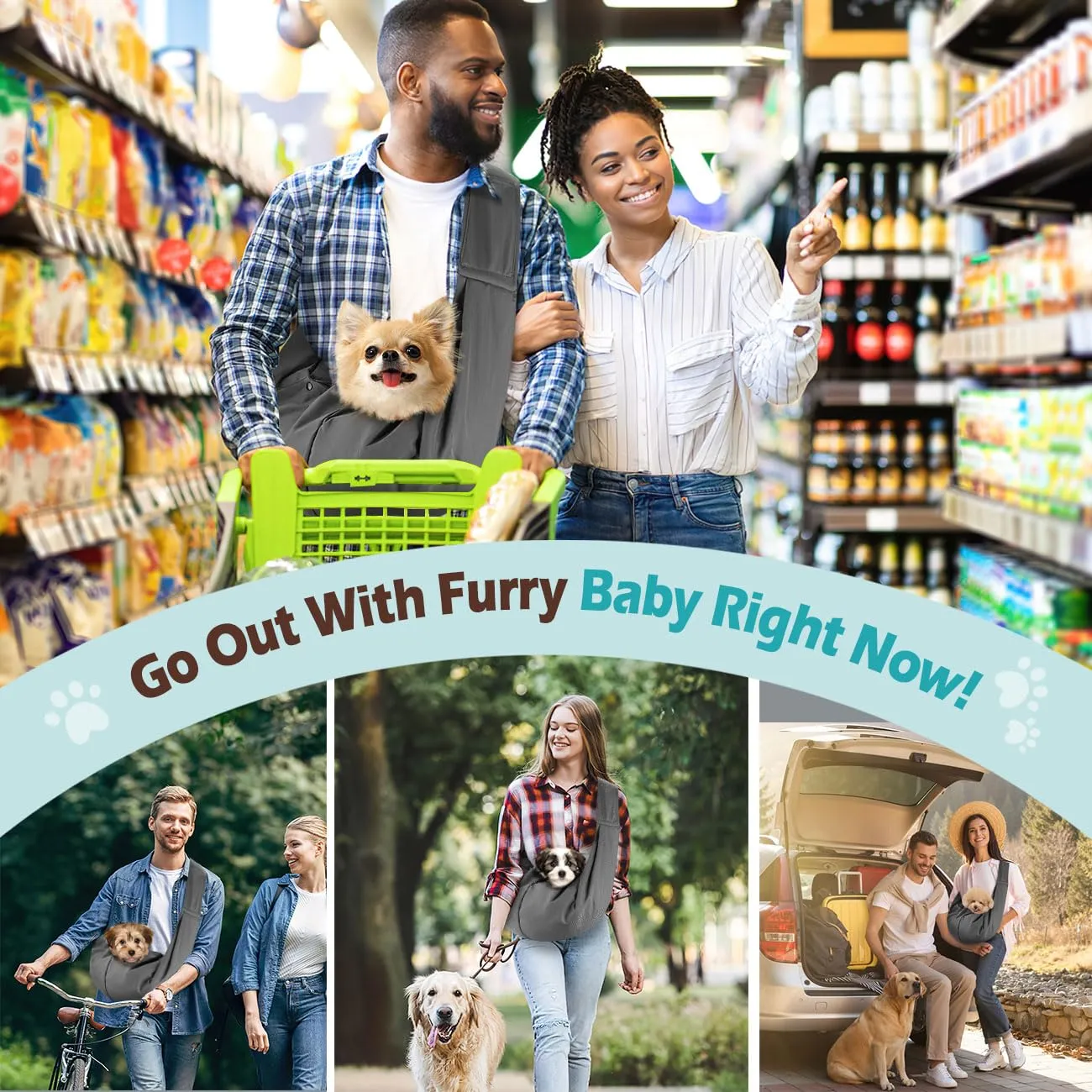 Pawaboo Fascia Trasportino per Cane Piccolo, Grigio Scuro - immagine 7