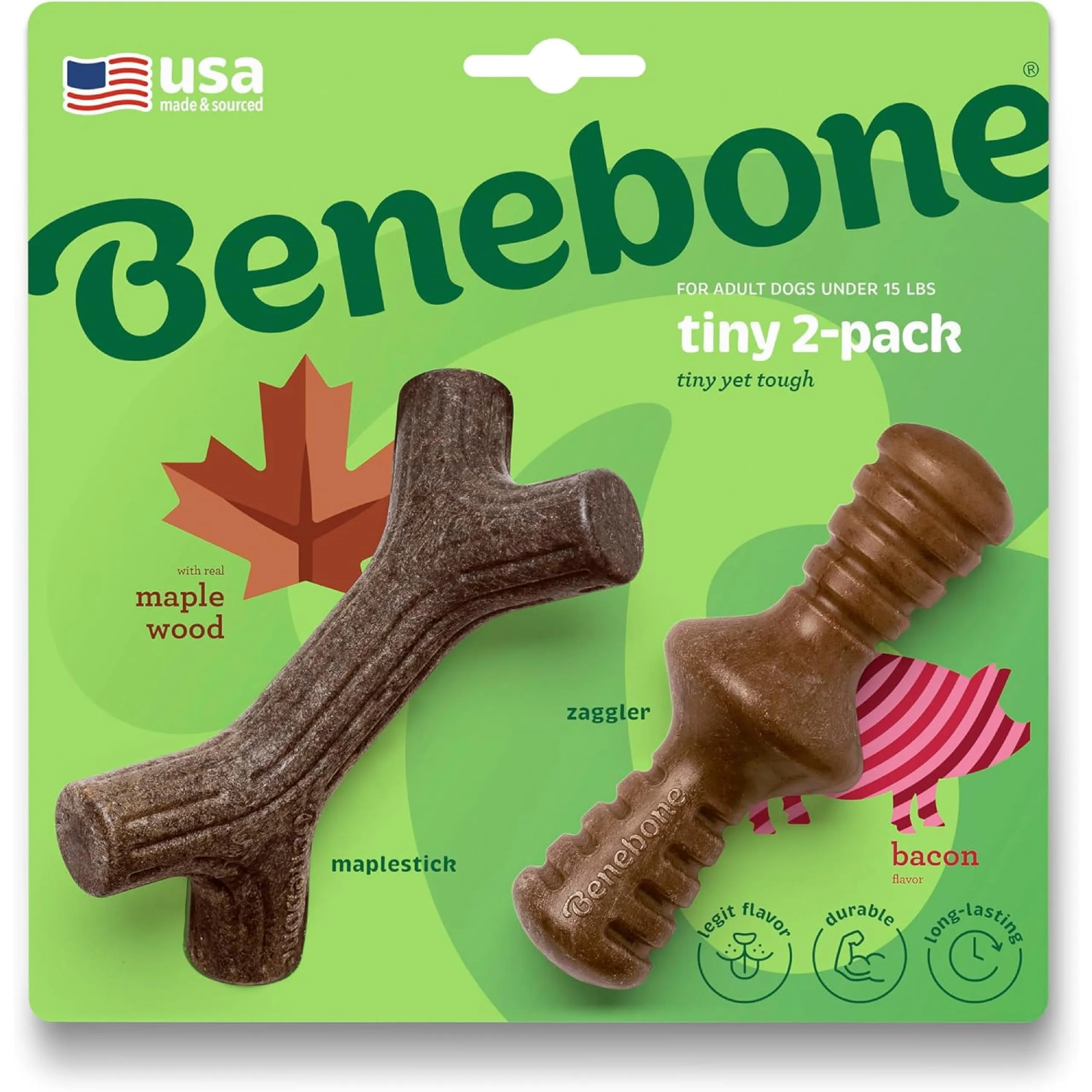 Benebone Maplestick and Zaggler Dog Chew Toys, Tiny - immagine 1