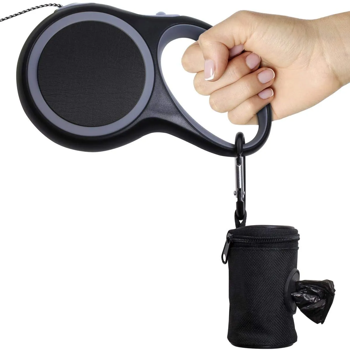 igadgitz Home U7168 Porta Sacchetti Cane in Tela con Moschettone - Nero - immagine 3
