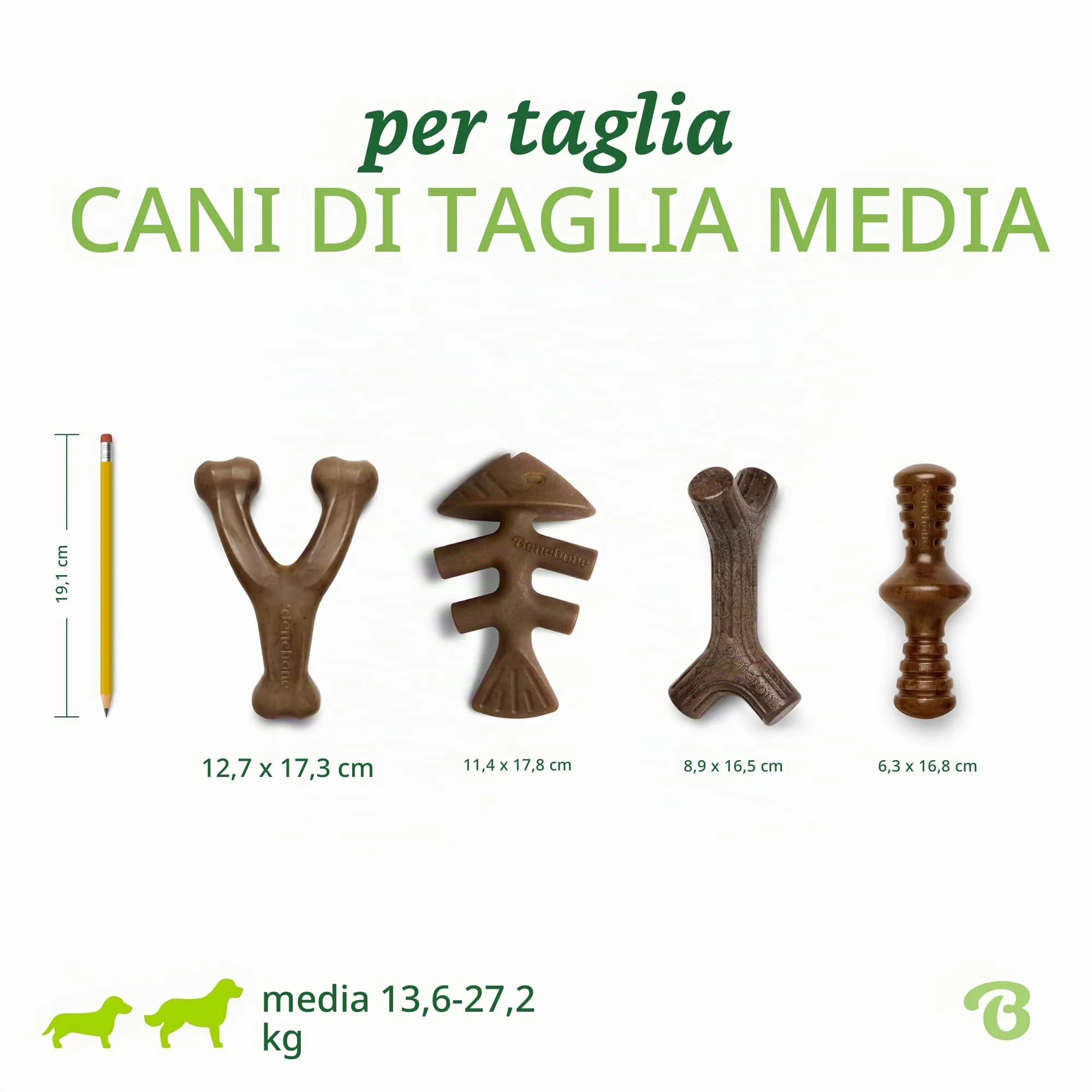 Benebone Giochi per Cani, Medium, per Masticatori Forti <60 lb, Confezione da 4 - immagine 4
