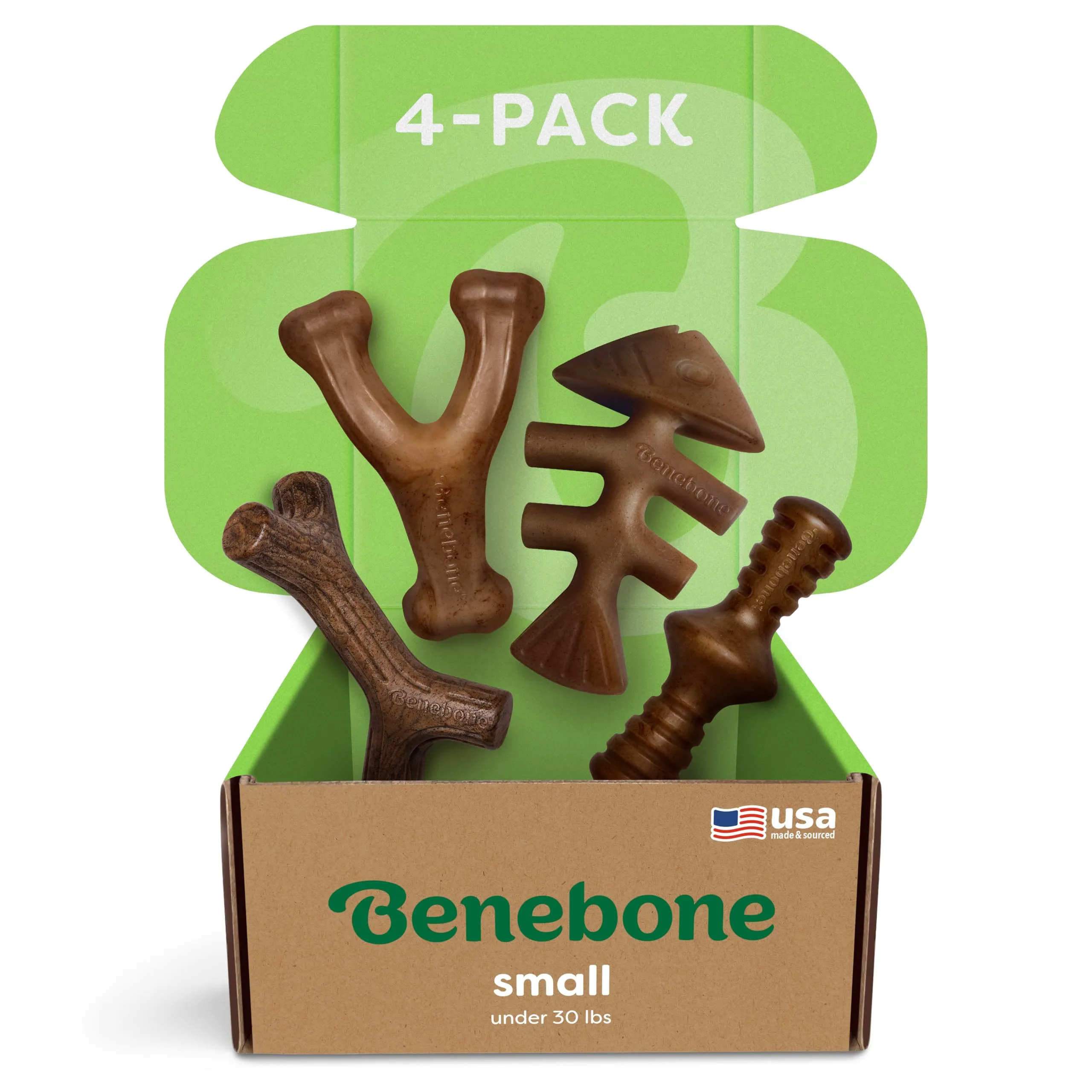 Benebone Giochi per Cani, Confezione da 4, Small, per Masticatori Forti <30 lb - immagine 1