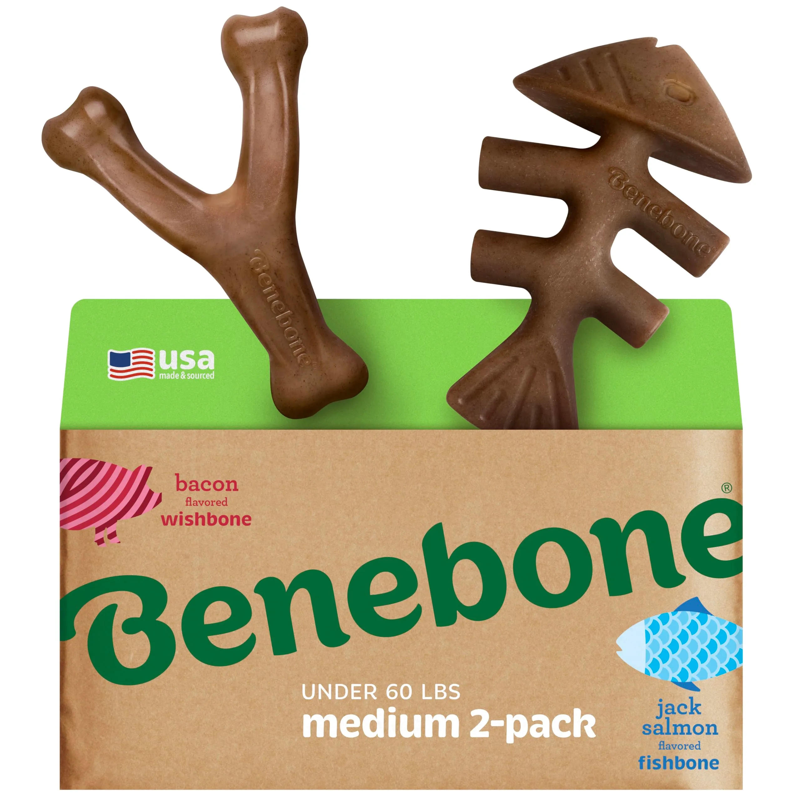Benebone Fishbone and Wishbone Giochi Resistenti, Medio - immagine 1