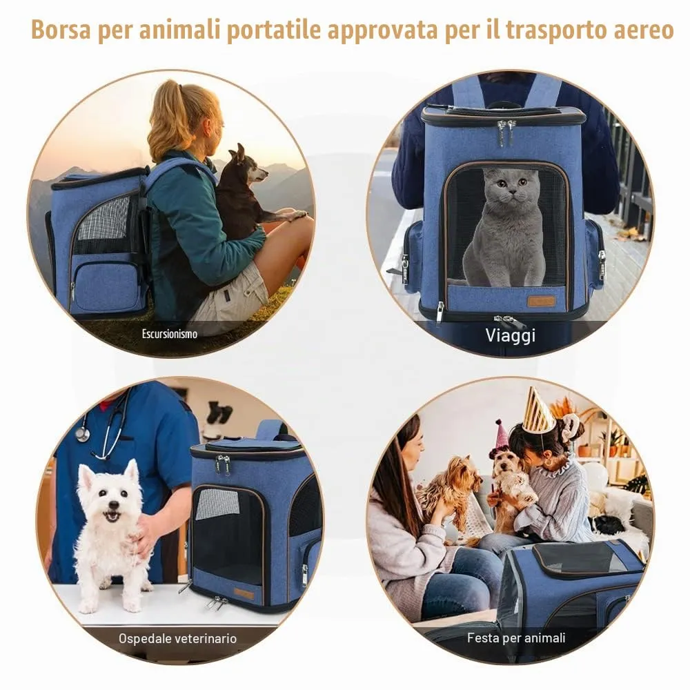 Lekesky Zaino Trasportino Espandibile per Cani e Gatti, Blu, XL - immagine 7