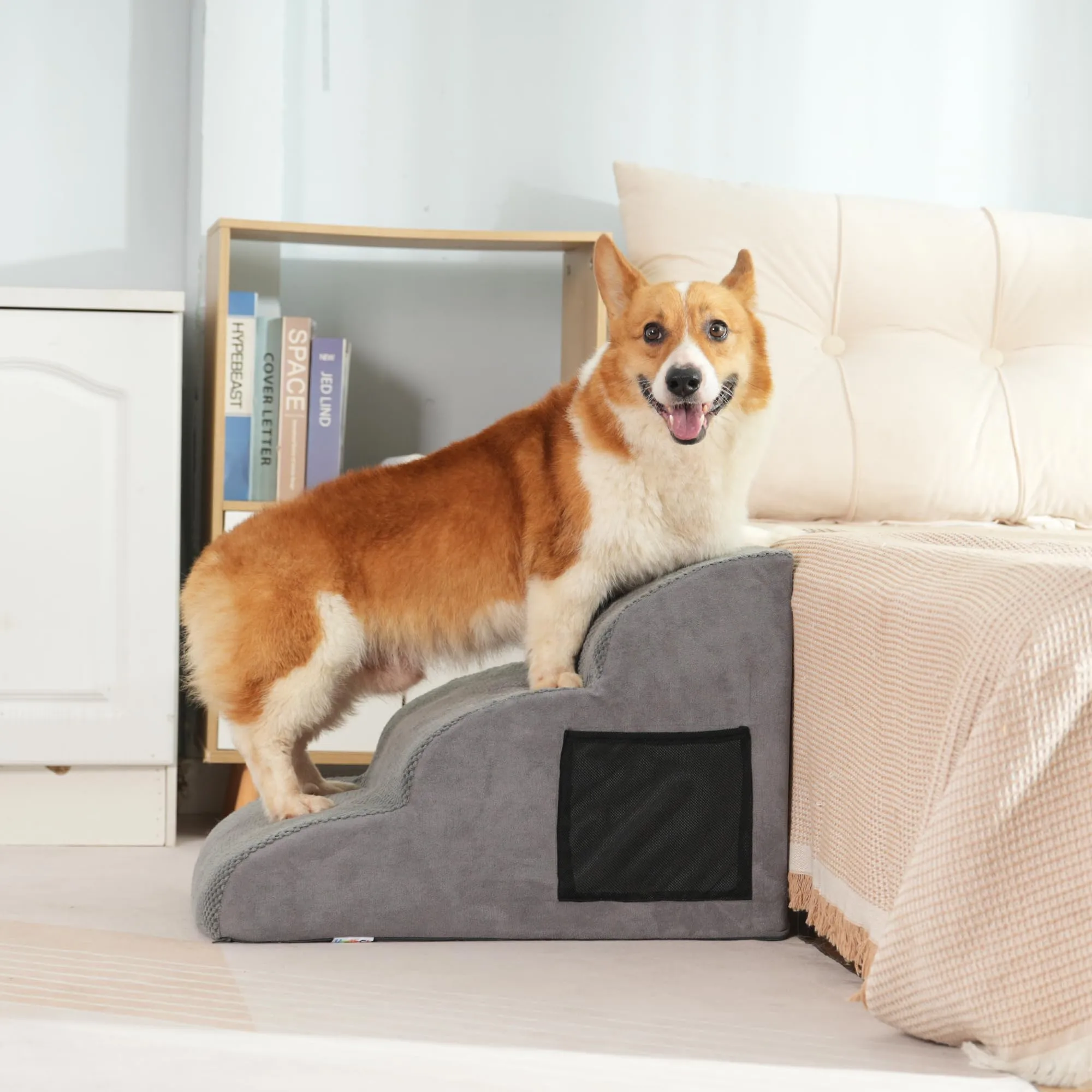 YunNasi Scaletta per Cani per Letto e Divano, 3 Gradini, 60 x 40 x 40 cm, Grigio - immagine 5