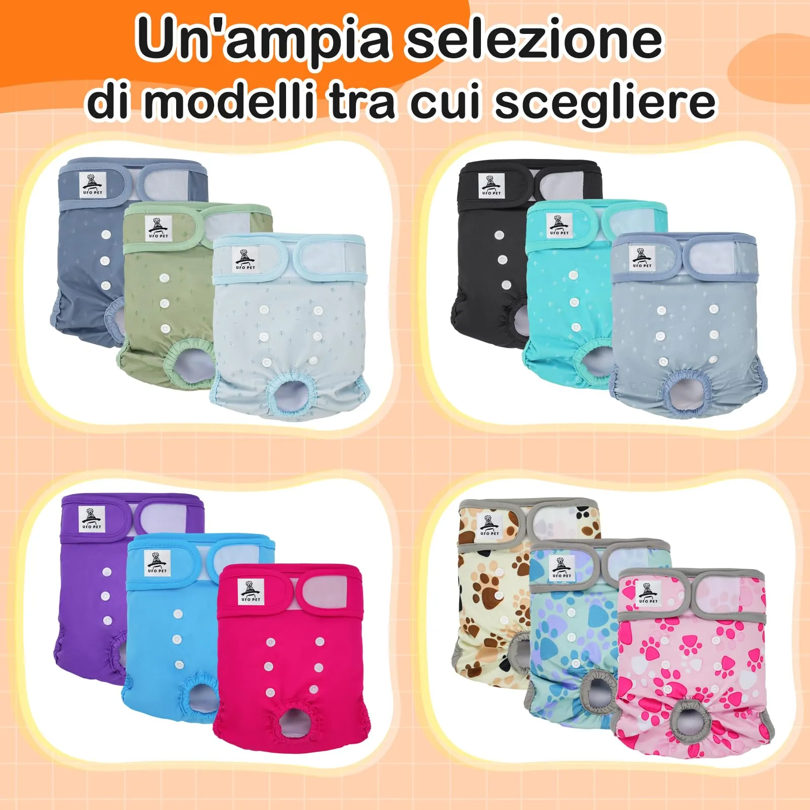 UFO PET Mutandine Lavabili per Cane Femmina in Calore, XL, Nero, 3 Pezzi - immagine 8