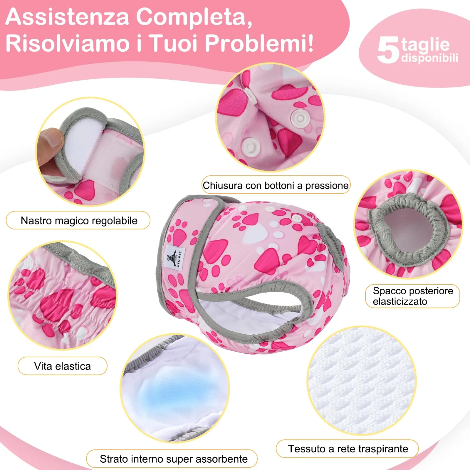 UFO PET Mutandine Lavabili per Cane Femmina, Taglia M, 3 Pezzi - immagine 5