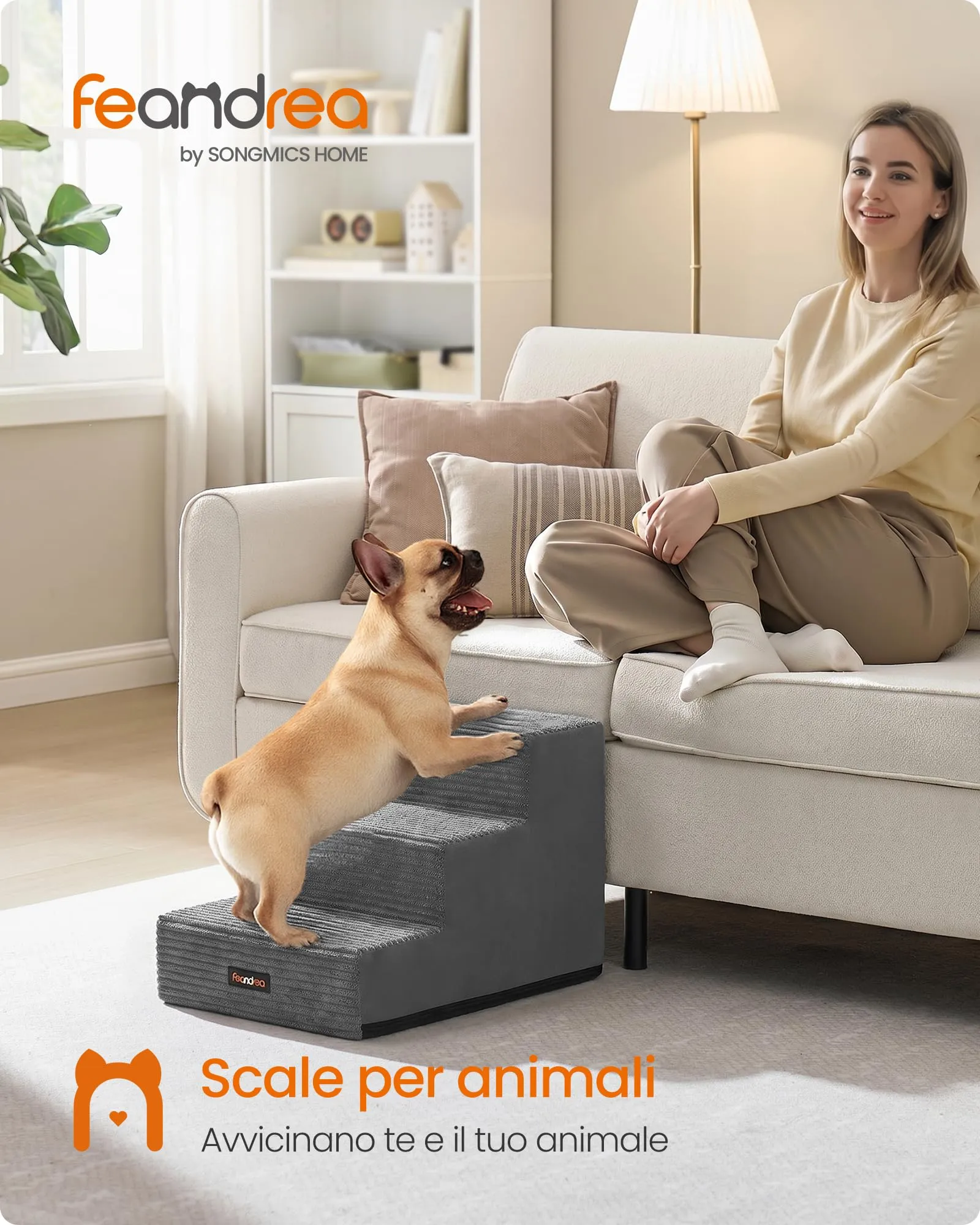 Feandrea Scaletta per Cani a 3 Gradini in Schiuma ad Alta Densità - immagine 2