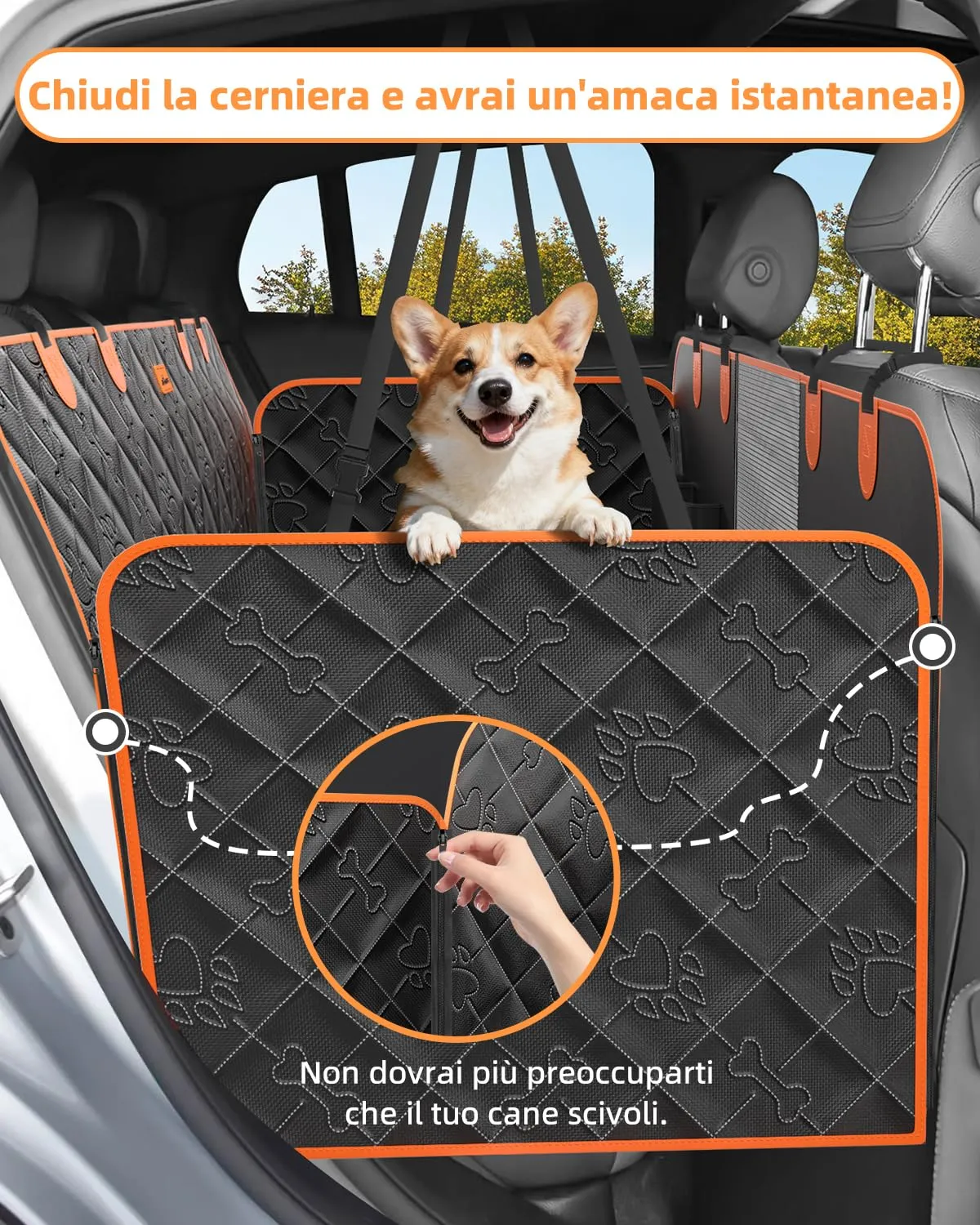 UPAWPIA Coprisedile Auto per Cani 600D Impermeabile con Protezione Laterale Antigraffiato e Antiscivolo per Auto e SUV - immagine 3
