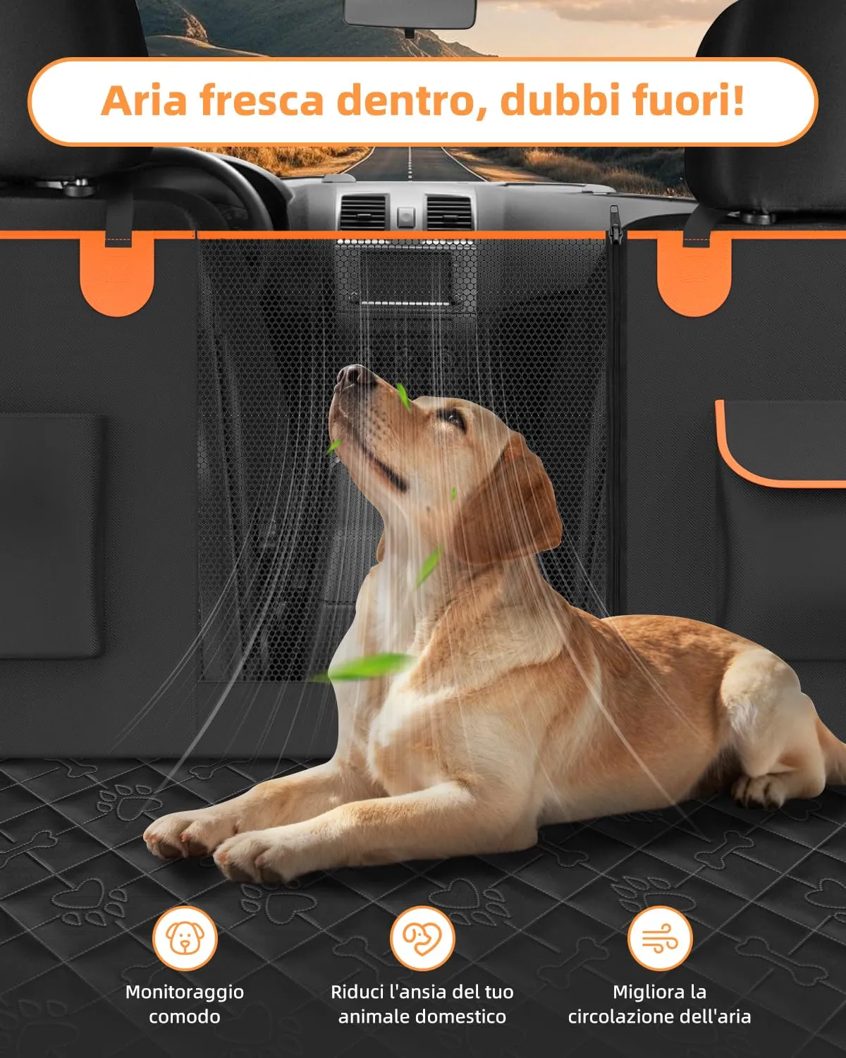 UPAWPIA Coprisedile Auto per Cani 600D Impermeabile con Protezione Laterale Antigraffiato e Antiscivolo per Auto e SUV - immagine 4