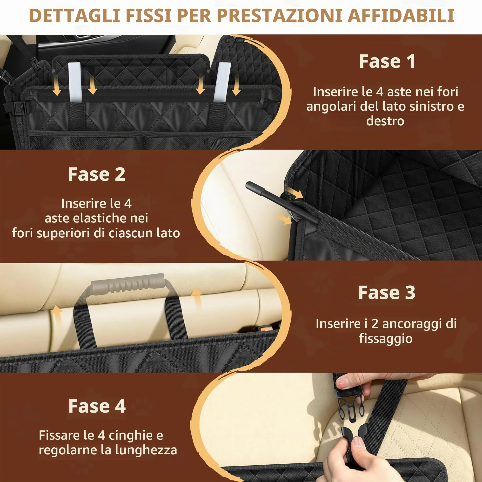 Looxmeer Trasportino per Cani Auto Sedile Posteriore, fino a 26 kg, Nero - immagine 9