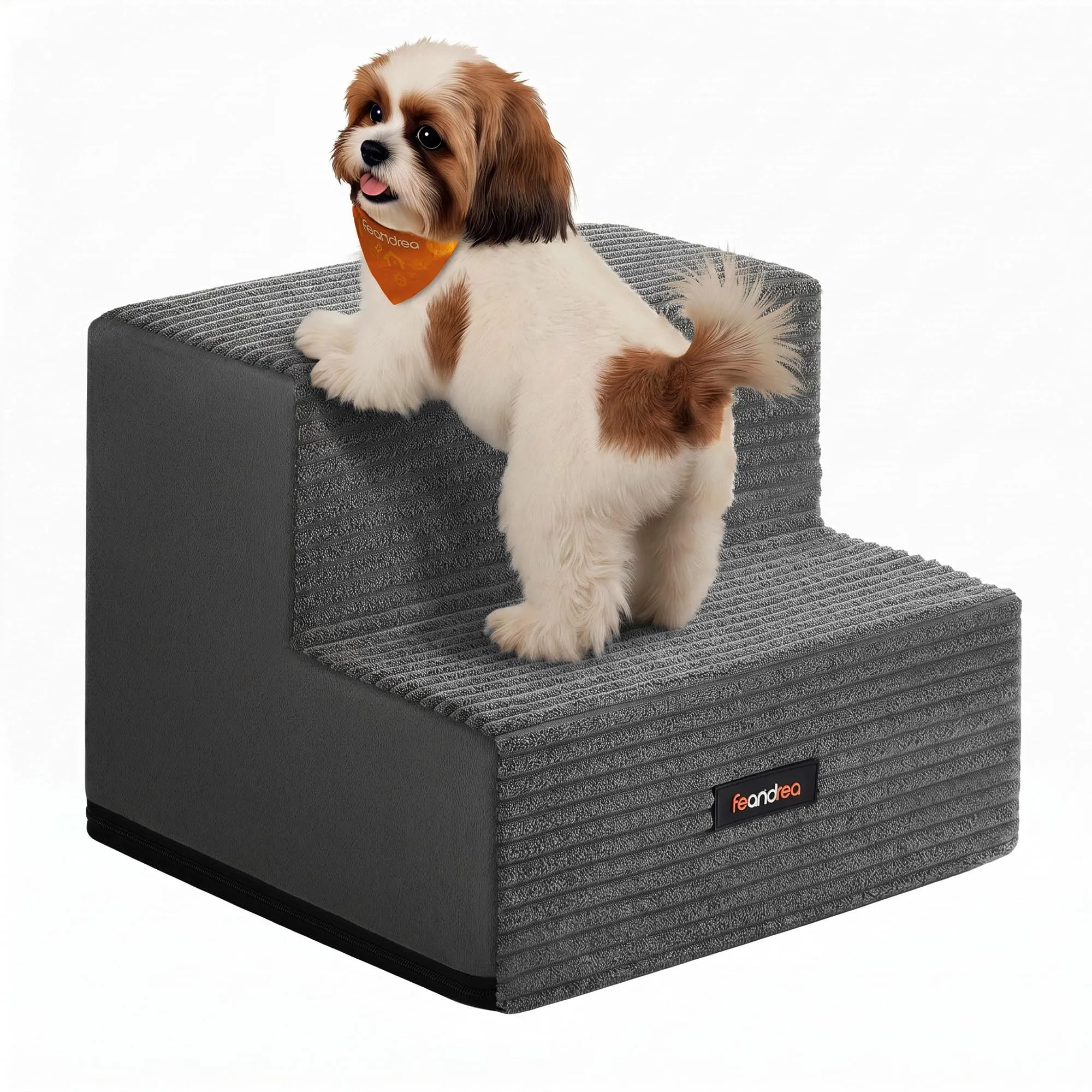 Feandrea Scaletta per Cani a 2 Gradini in Schiuma ad Alta Densità, Grigio Piombo, 30 x 38 x 28 cm, PPS022GN01 - immagine 1