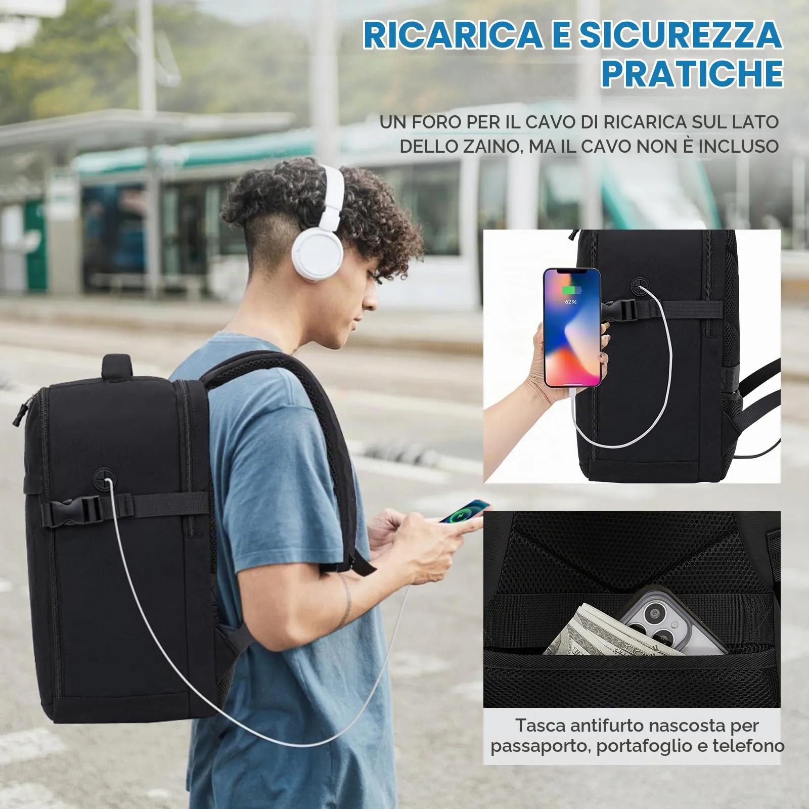 Xkdoai Zaino da Viaggio Bagaglio a Mano per Ryanair 40x30x20cm - immagine 4
