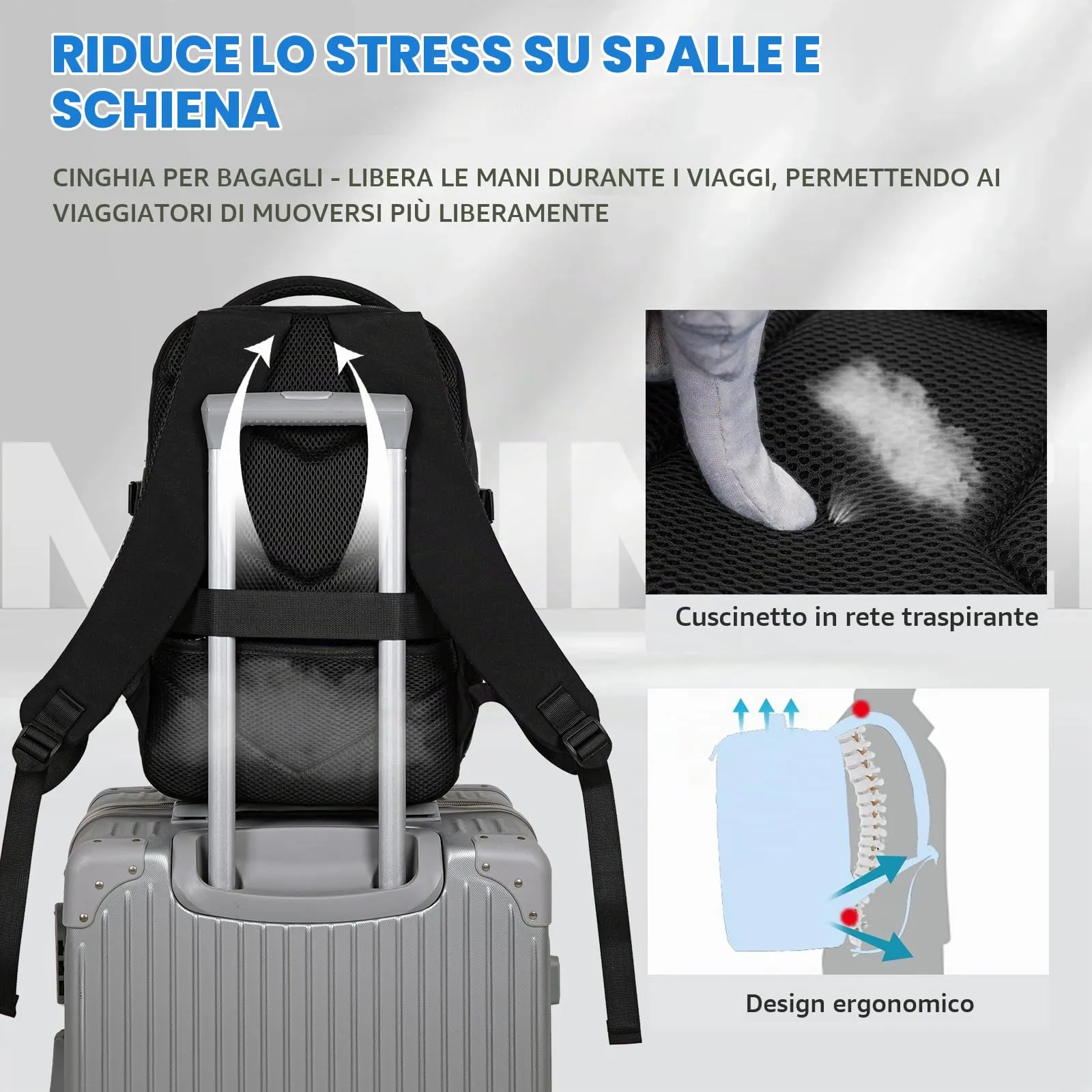 Xkdoai Zaino da Viaggio Bagaglio a Mano per Ryanair 40x30x20cm - immagine 7