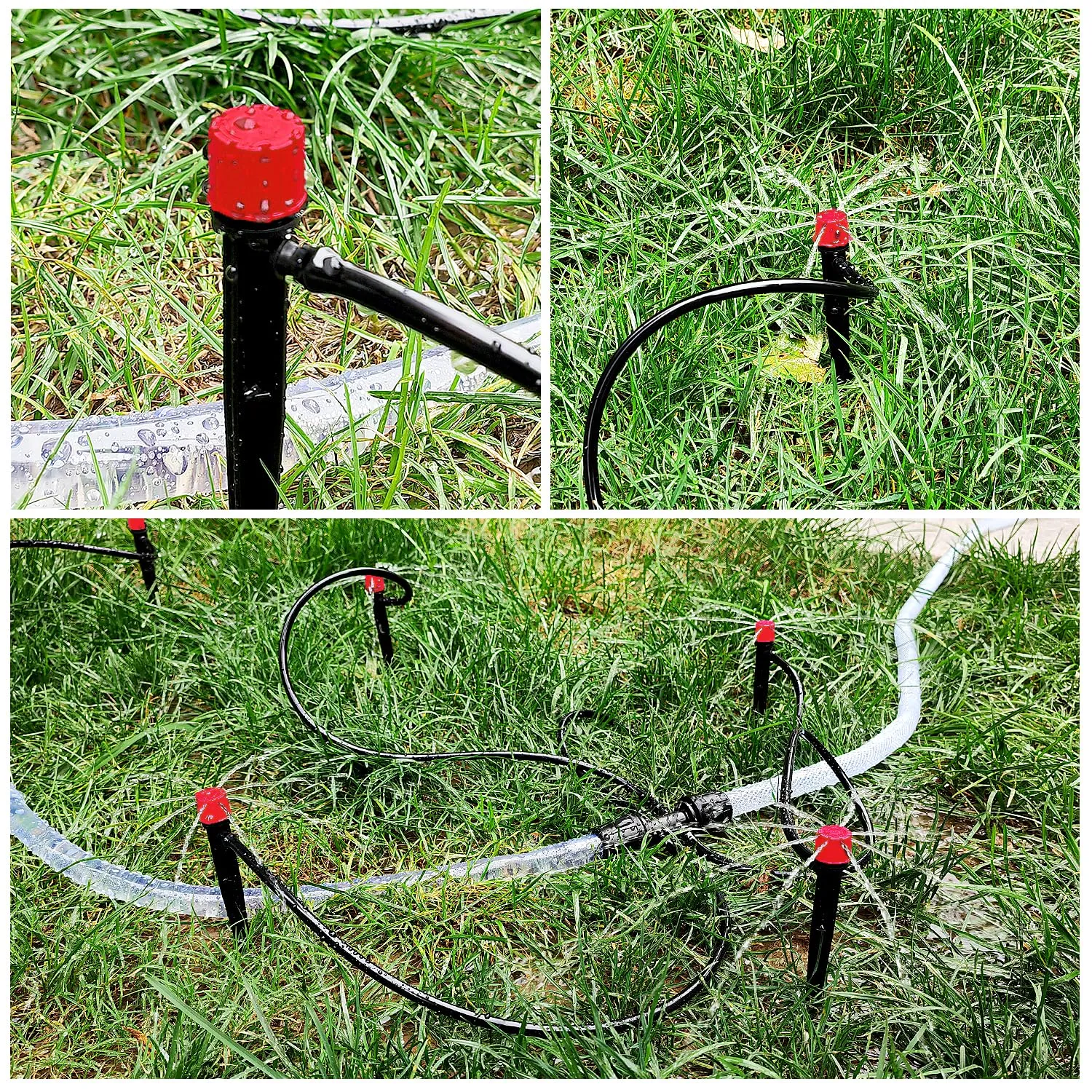 VooGenzek Gocciolatori per Irrigazione Regolabili a 8 Fori, 50 Pezzi, con Connettore e Staffa per Tubo 4/7 mm, Rosso - immagine 6