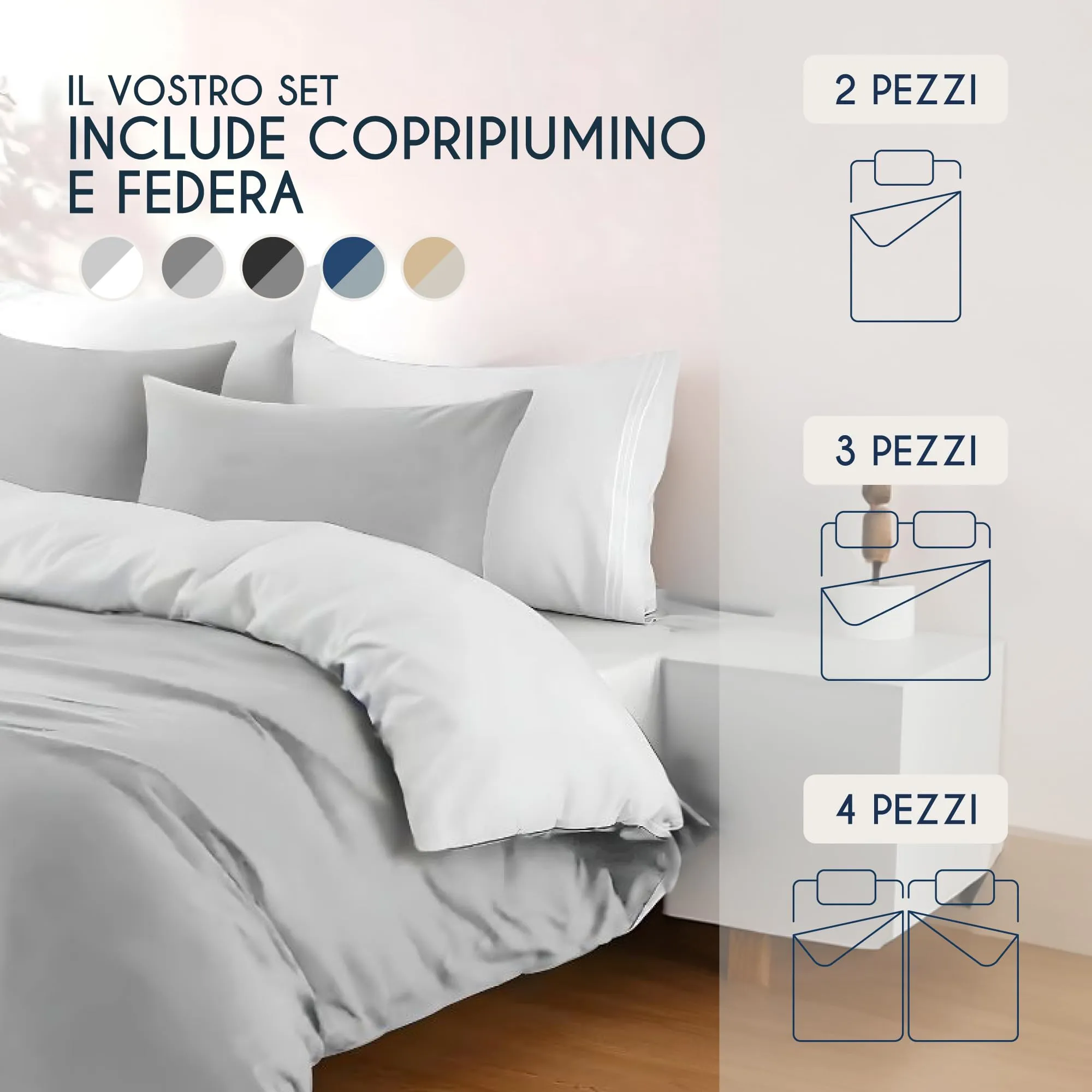 Dreamzie Copripiumino Una Piazza e Mezza 155x220 cm con 2 Federe 80x80 cm - immagine 6