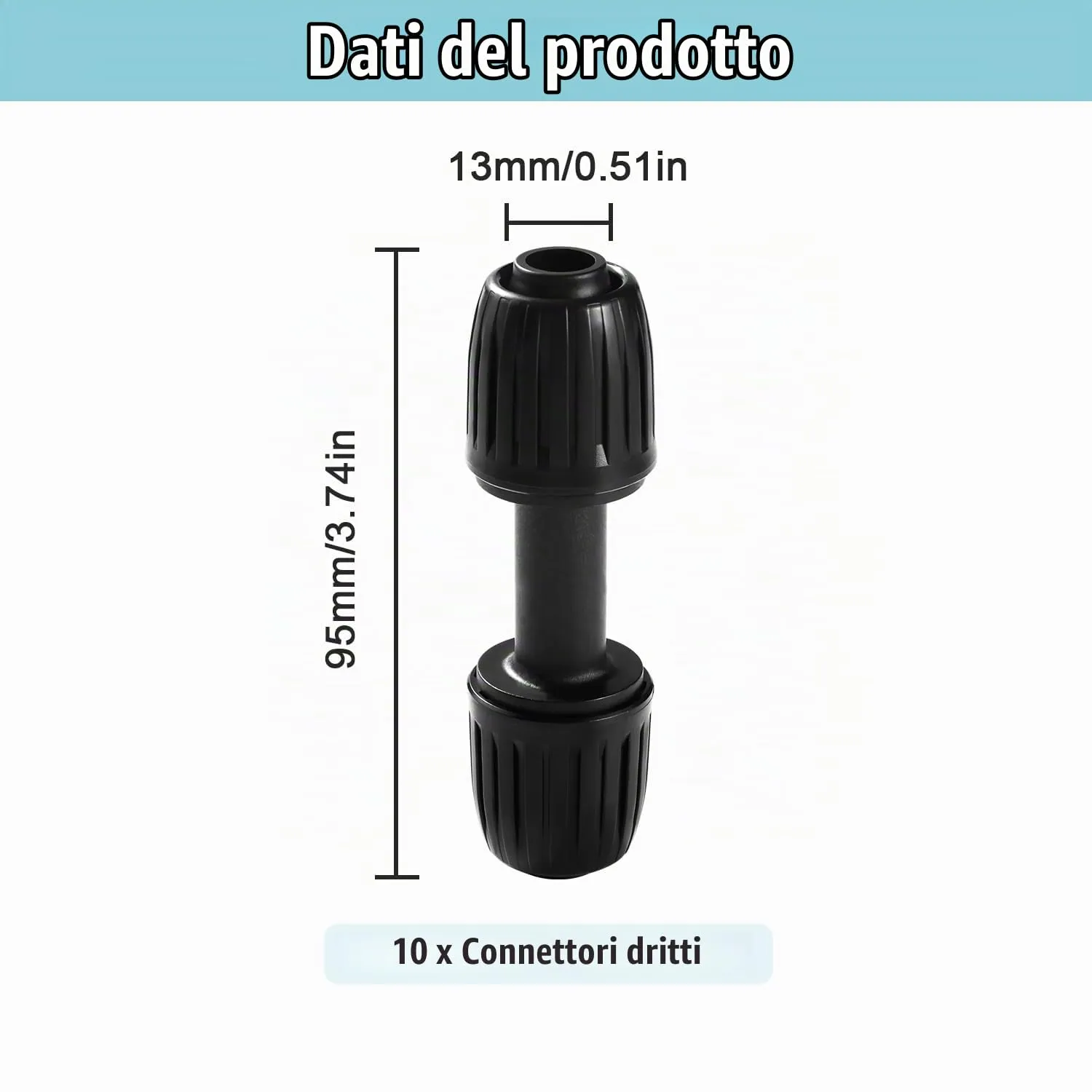 VooGenzek Raccordi per Irrigazione a Goccia 16mm, Adattatore Dritto, 10 Pezzi, Nero - immagine 2