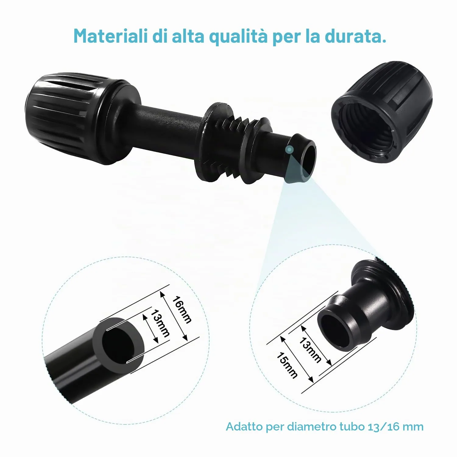 VooGenzek Raccordi per Irrigazione a Goccia 16mm, Adattatore Dritto, 10 Pezzi, Nero - immagine 3