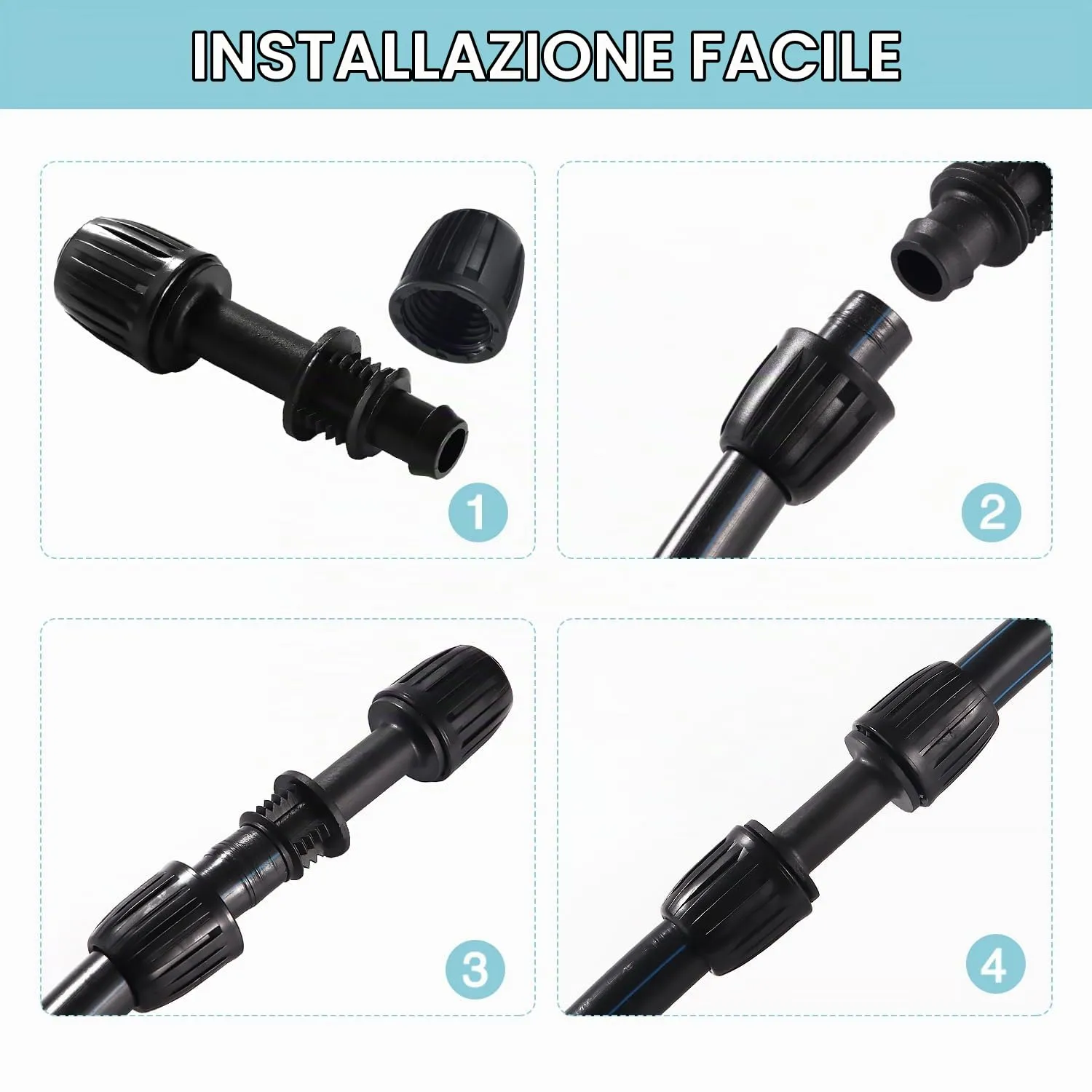 VooGenzek Raccordi per Irrigazione a Goccia 16mm, Adattatore Dritto, 10 Pezzi, Nero - immagine 4