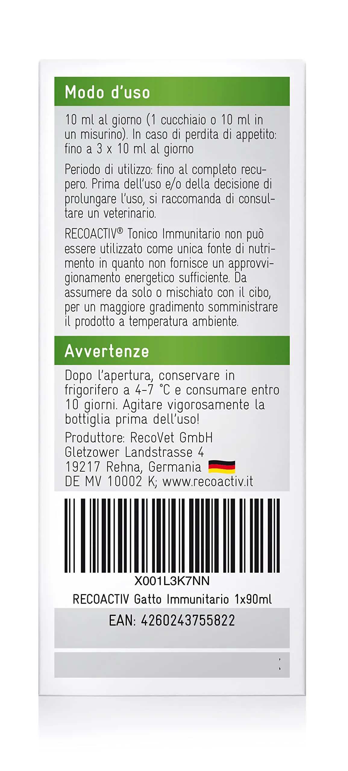 RECOACTIV Immunitario Gatti, liquido, 90 ml - immagine 4