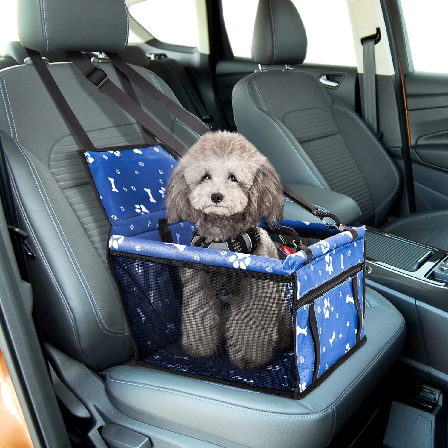 Nobleza Seggiolino Auto per Cani di Piccola Taglia e Gatti, Impermeabile e Pieghevole, 40x34x25cm, Blu - immagine 7