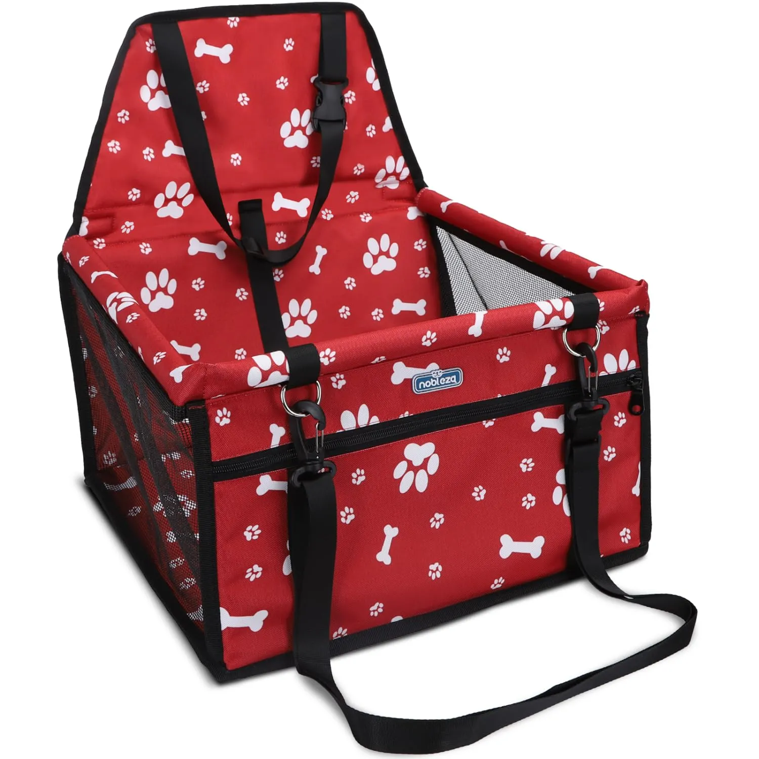 Nobleza Seggiolino Auto per Cani Piccola Taglia e Gatti, 40x34x25cm, Rosso - immagine 1