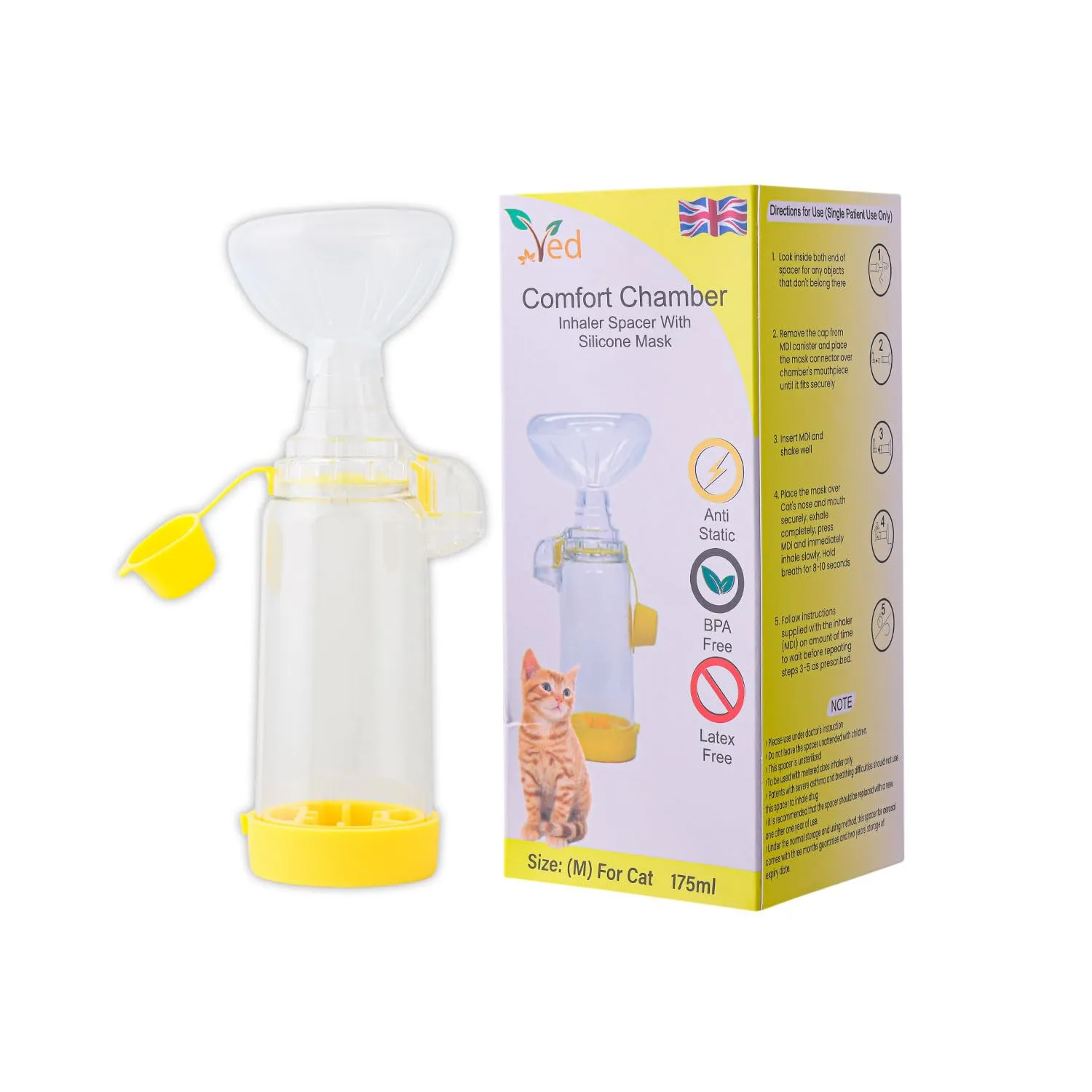 Ved Asthma Spacer Comfort Chamber Yellow (Cat) VED256 - immagine 1