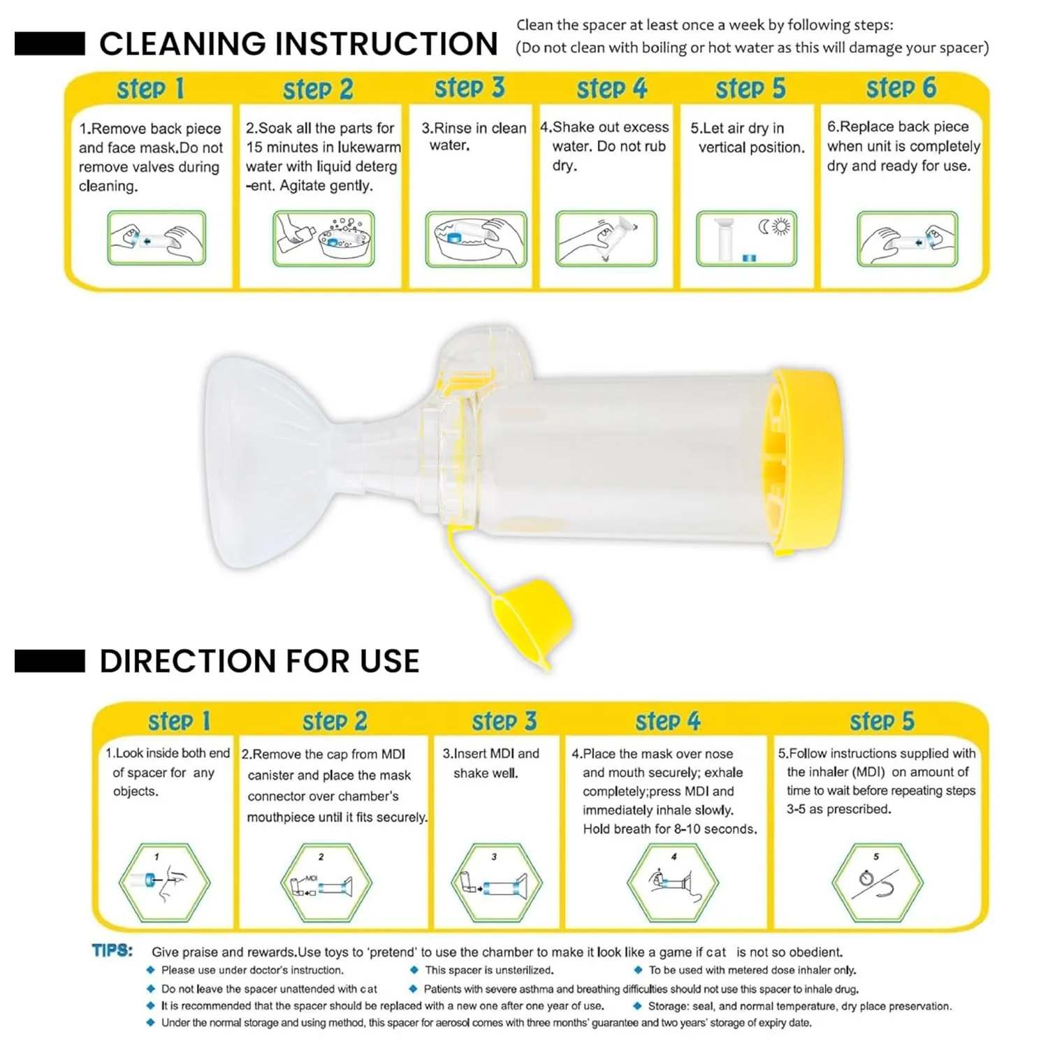 Ved Asthma Spacer Comfort Chamber Yellow (Cat) VED256 - immagine 3