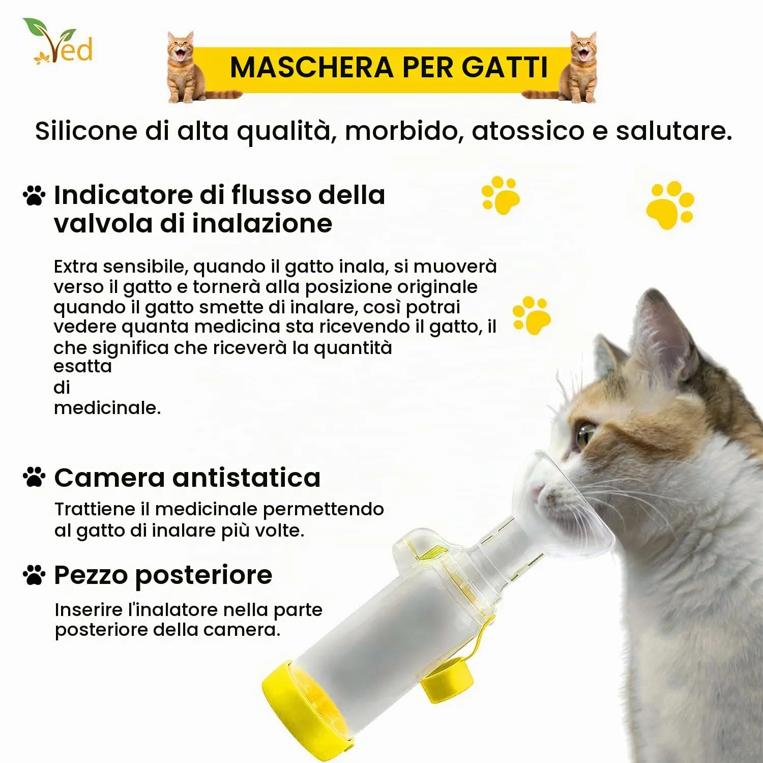 Ved Asthma Spacer Comfort Chamber Yellow (Cat) VED256 - immagine 8