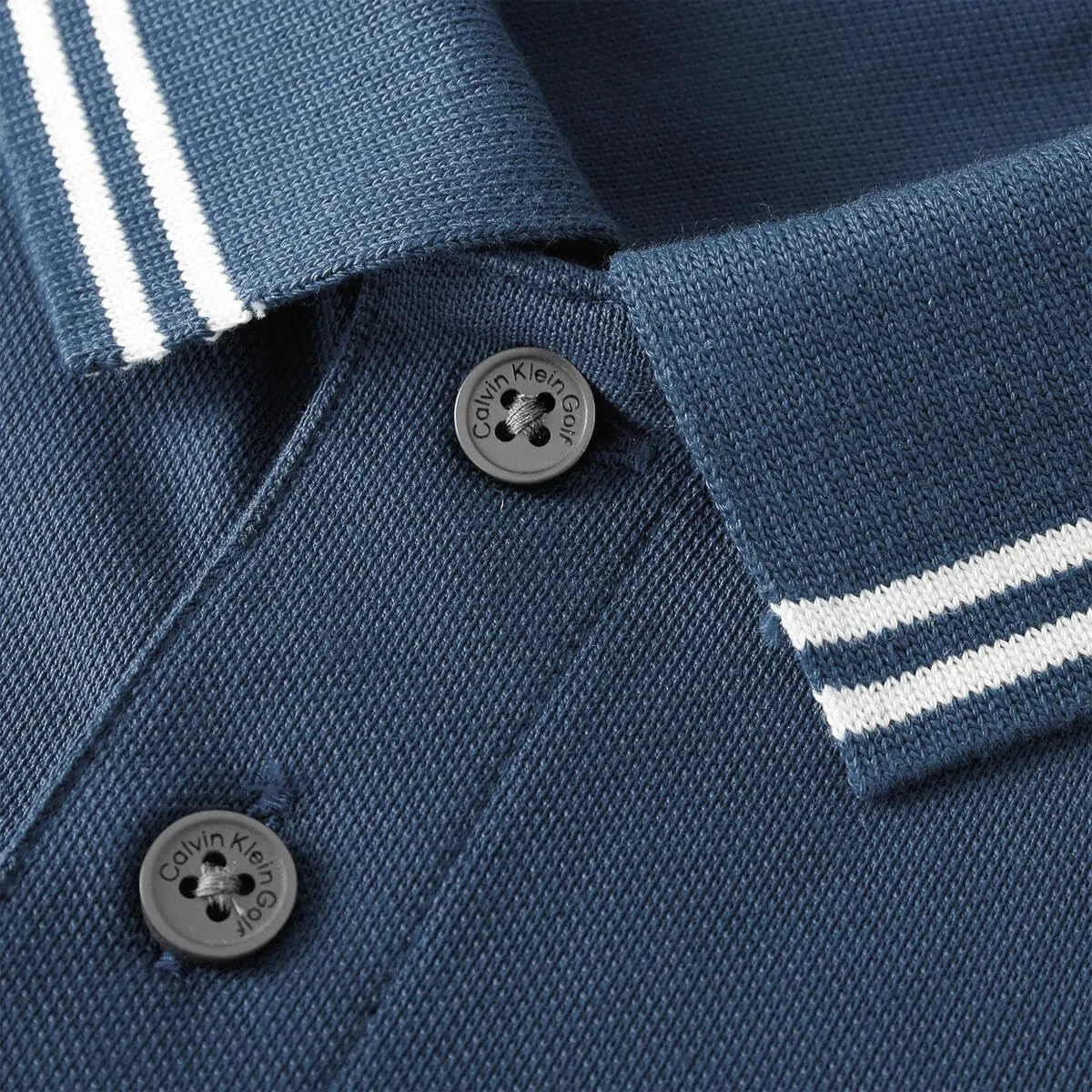 Calvin Klein Polo Golf Leggera Punta Campus Uomo - Denim Punta Blu - 3XL - immagine 6