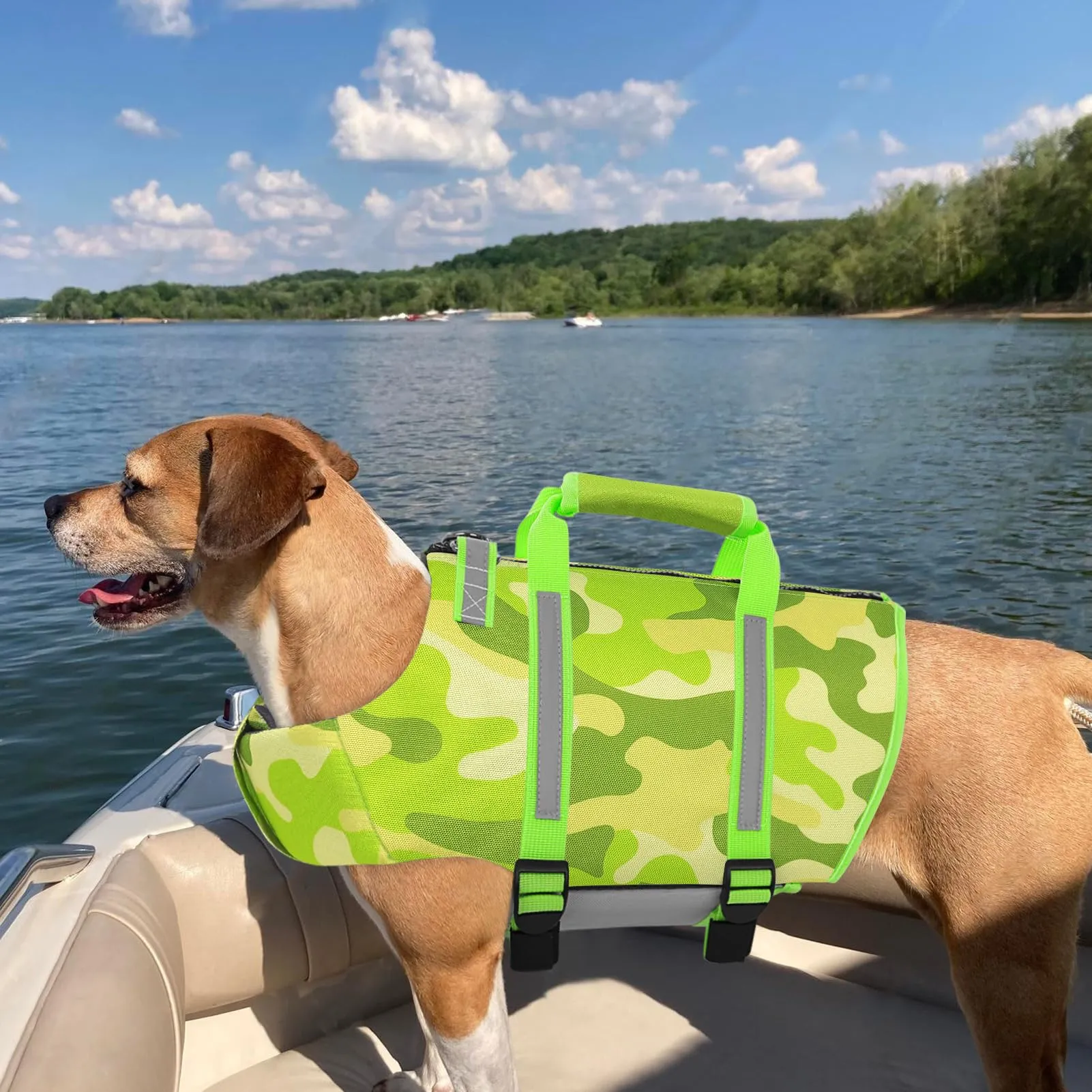 PUZAUKAL Giubbotto Salvagente per Cane con Cerniera e Camouflage, XL - immagine 7