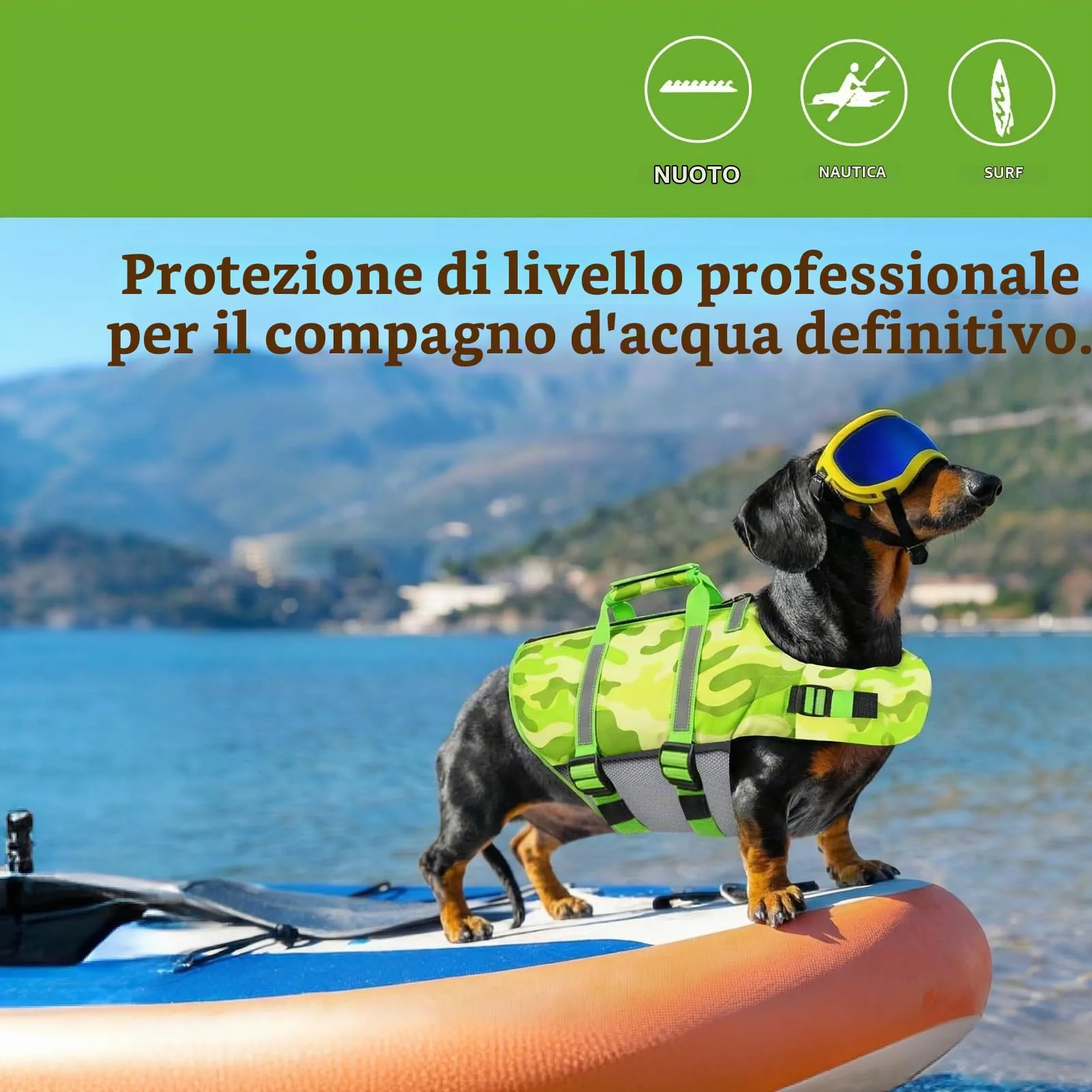 PUZAUKAL Giubbotto Salvagente per Cane con Cerniera e Camouflage, Taglia S - immagine 6
