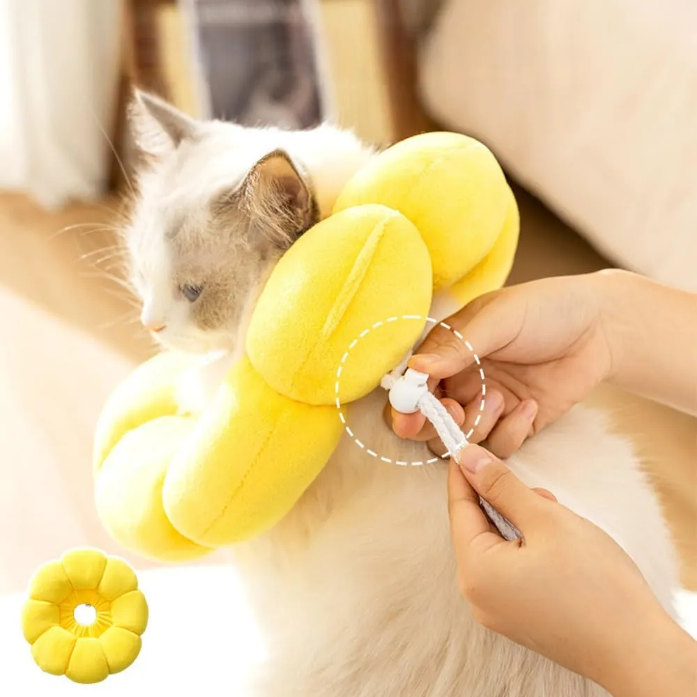 MHwan Collare Elisabettiano per Gatto in Cotone Scamosciato, Taglia M, Giallo - immagine 3