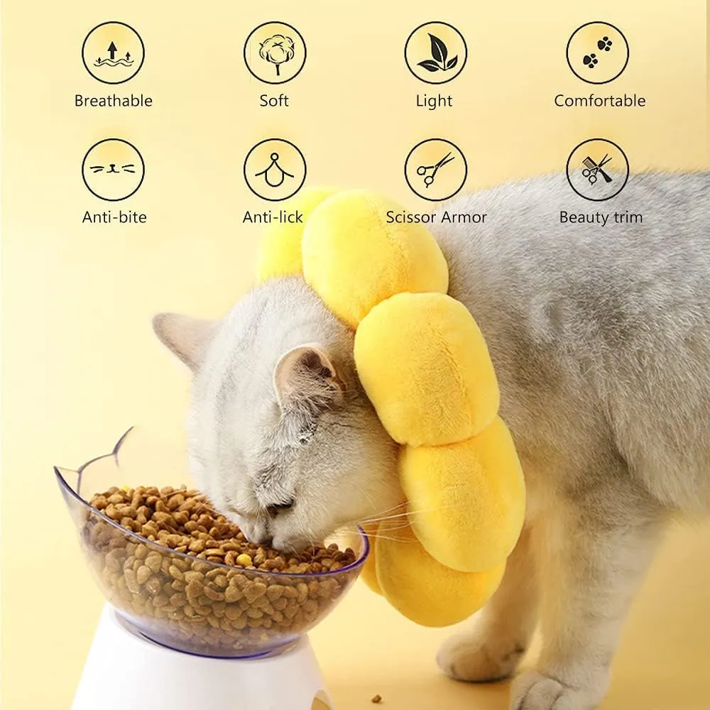 MHwan Collare Elisabettiano per Gatto in Cotone Scamosciato, Taglia M, Giallo - immagine 4