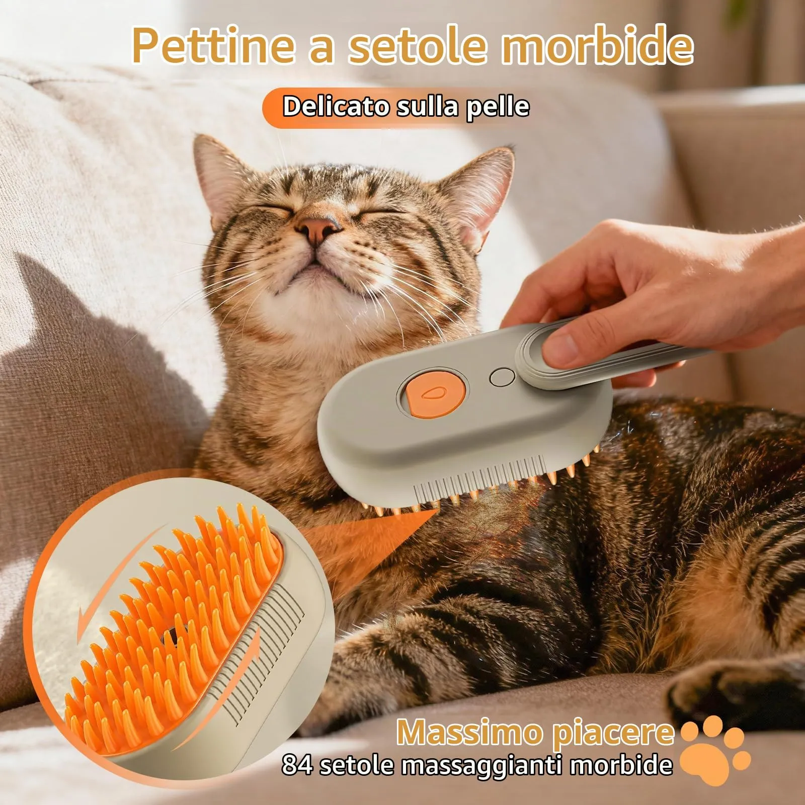 Fancysky Spazzola a Vapore 3-in-1 per Gatti e Cani - immagine 2