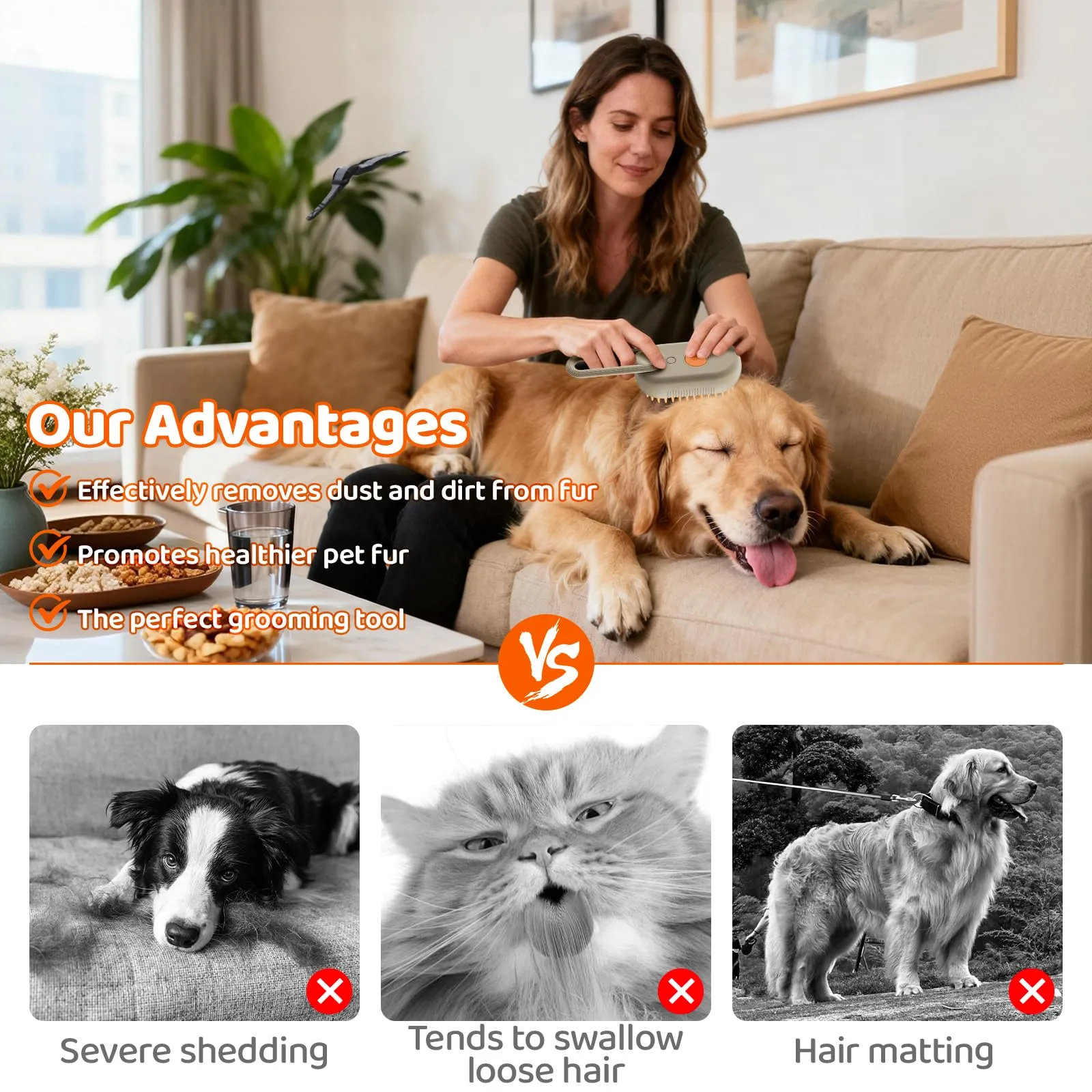 Fancysky Spazzola a Vapore 3-in-1 per Gatti e Cani - immagine 4