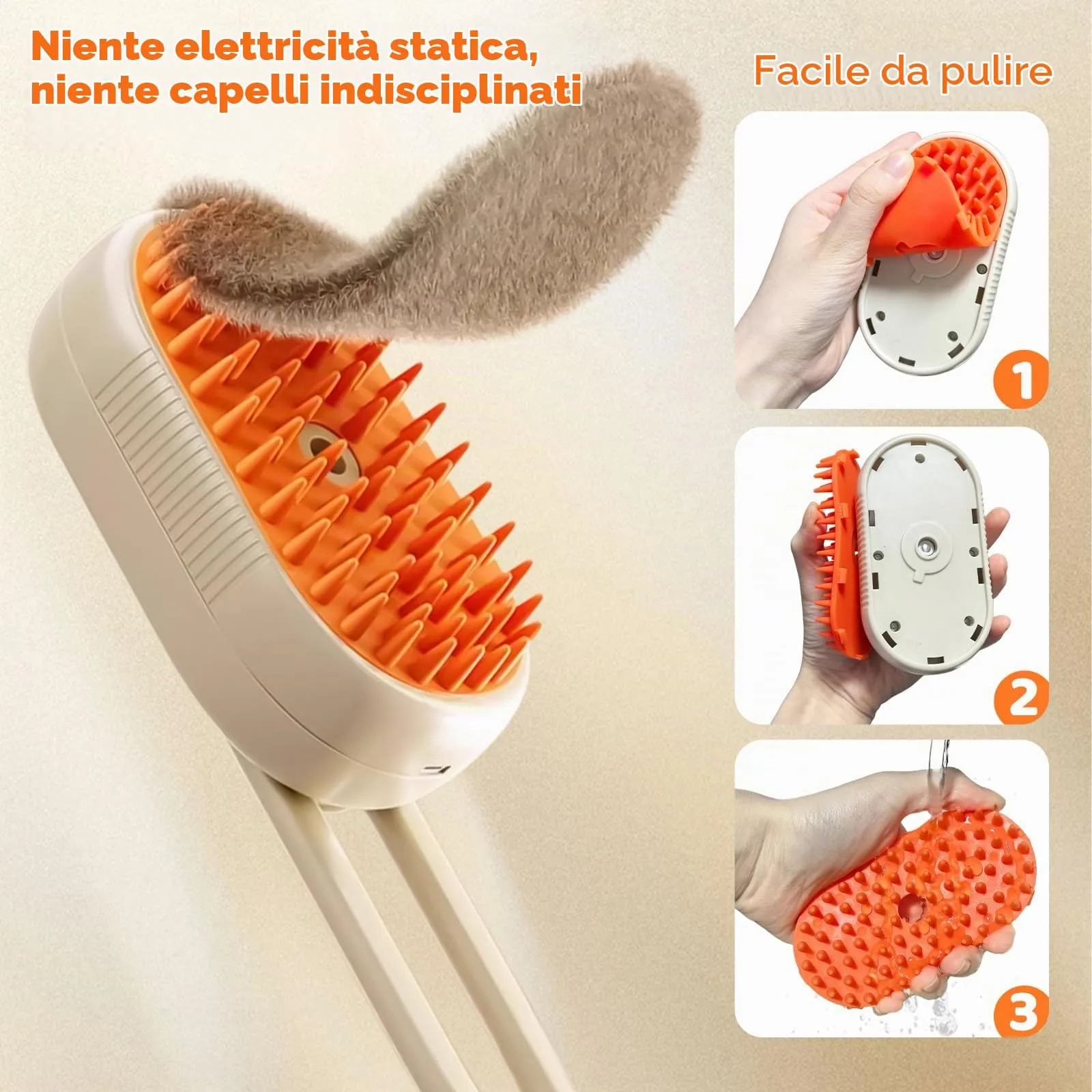 Fancysky Spazzola a Vapore 3-in-1 per Gatti e Cani - immagine 6