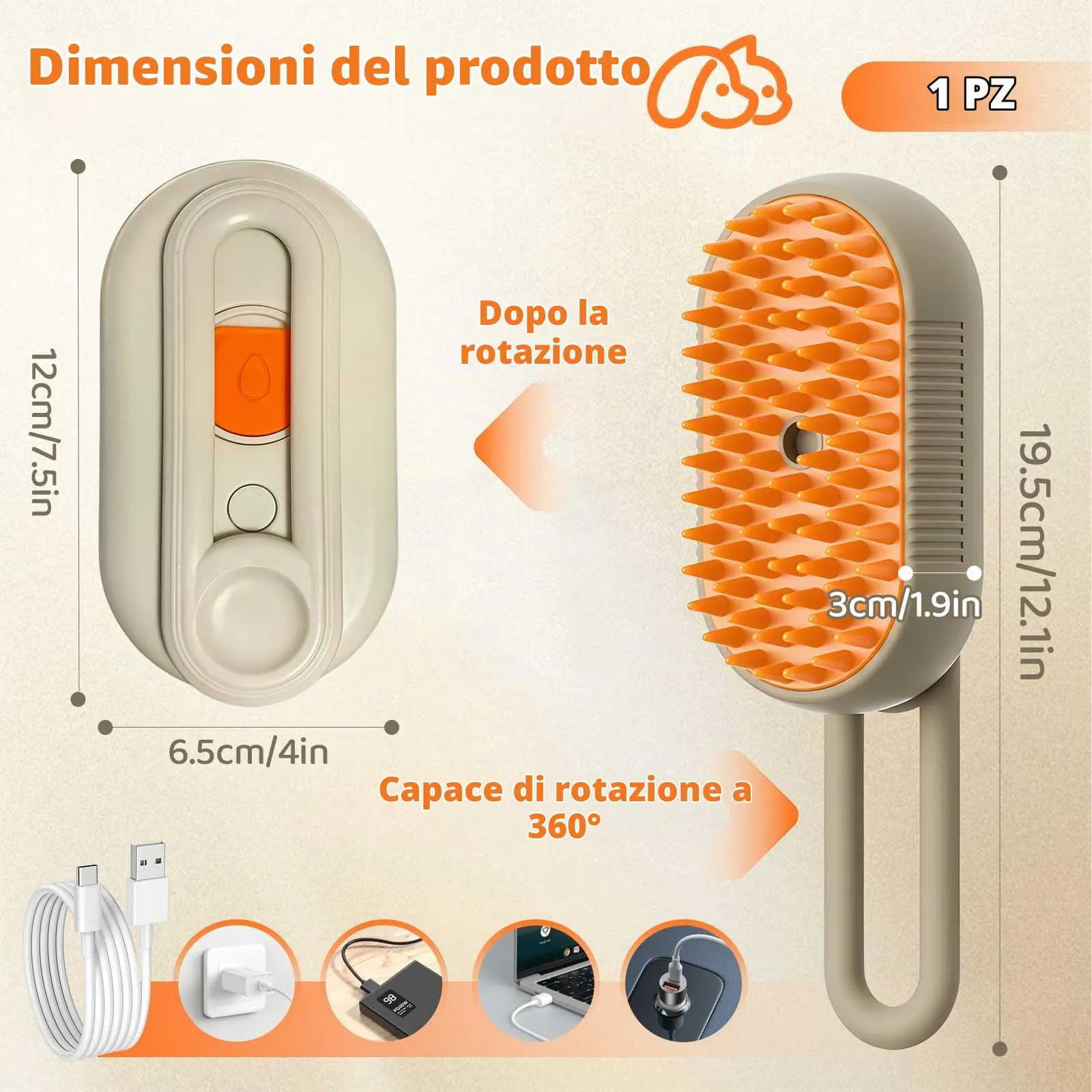 Fancysky Spazzola a Vapore 3-in-1 per Gatti e Cani - immagine 7