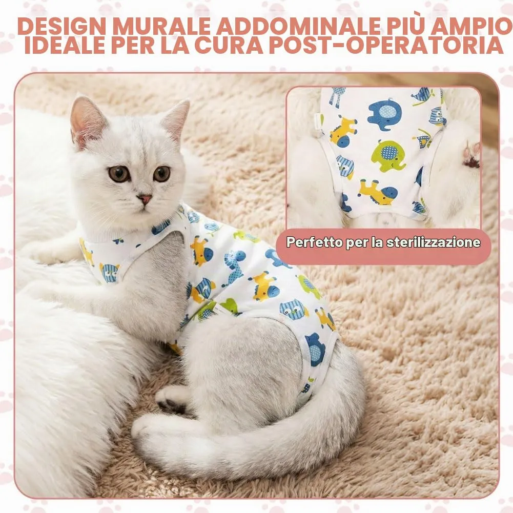 HOTUT Tuta da Recupero per Gatti, Body Post Operatorio Anti Leccato per Sterilizzazione e Malattie della Pelle, 2 Pezzi, Taglia L - immagine 3