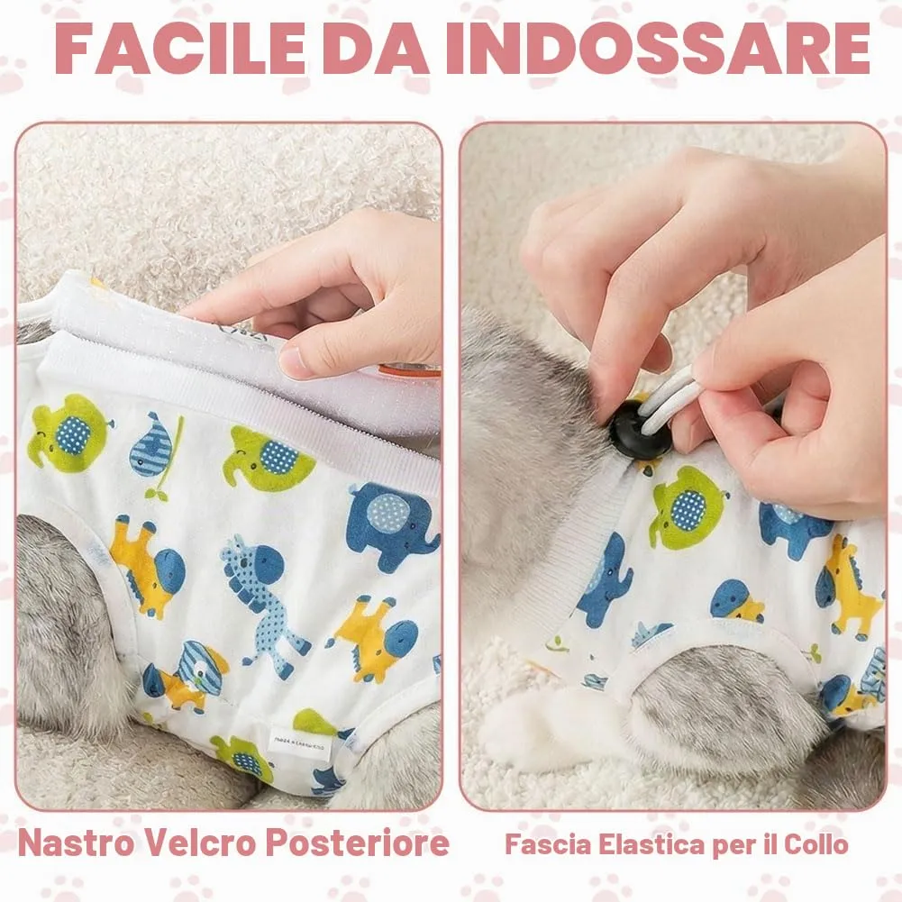 HOTUT Tuta da Recupero per Gatti, Body Post Operatorio Anti Leccato per Sterilizzazione e Malattie della Pelle, 2 Pezzi, Taglia L - immagine 5