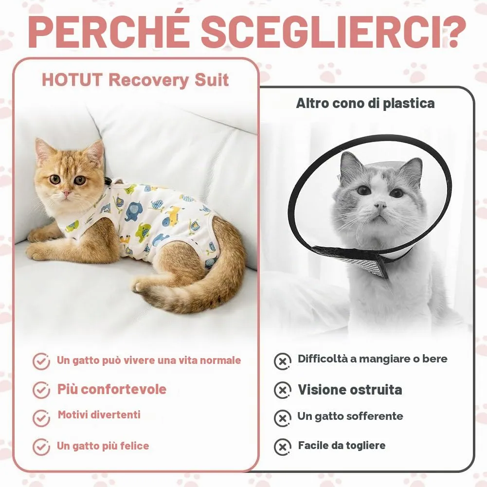 HOTUT Tuta da Recupero per Gatti, Body Post Operatorio Anti Leccato per Sterilizzazione e Malattie della Pelle, 2 Pezzi, Taglia L - immagine 6