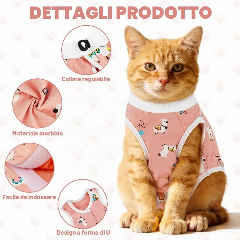 HOTUT Tuta da Recupero Post Operatorio per Gatti, 2 Pezzi, Anti Leccato, Traspirante - M - immagine 4