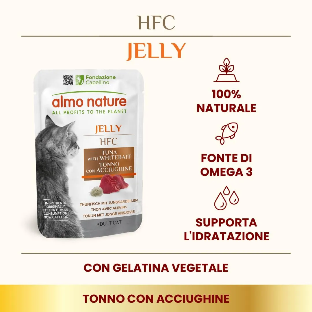 Almo Nature HFC Jelly Alimento Umido per Gatti Adulti Tonno con Acciughine 55g (Confezione da 24) - immagine 2