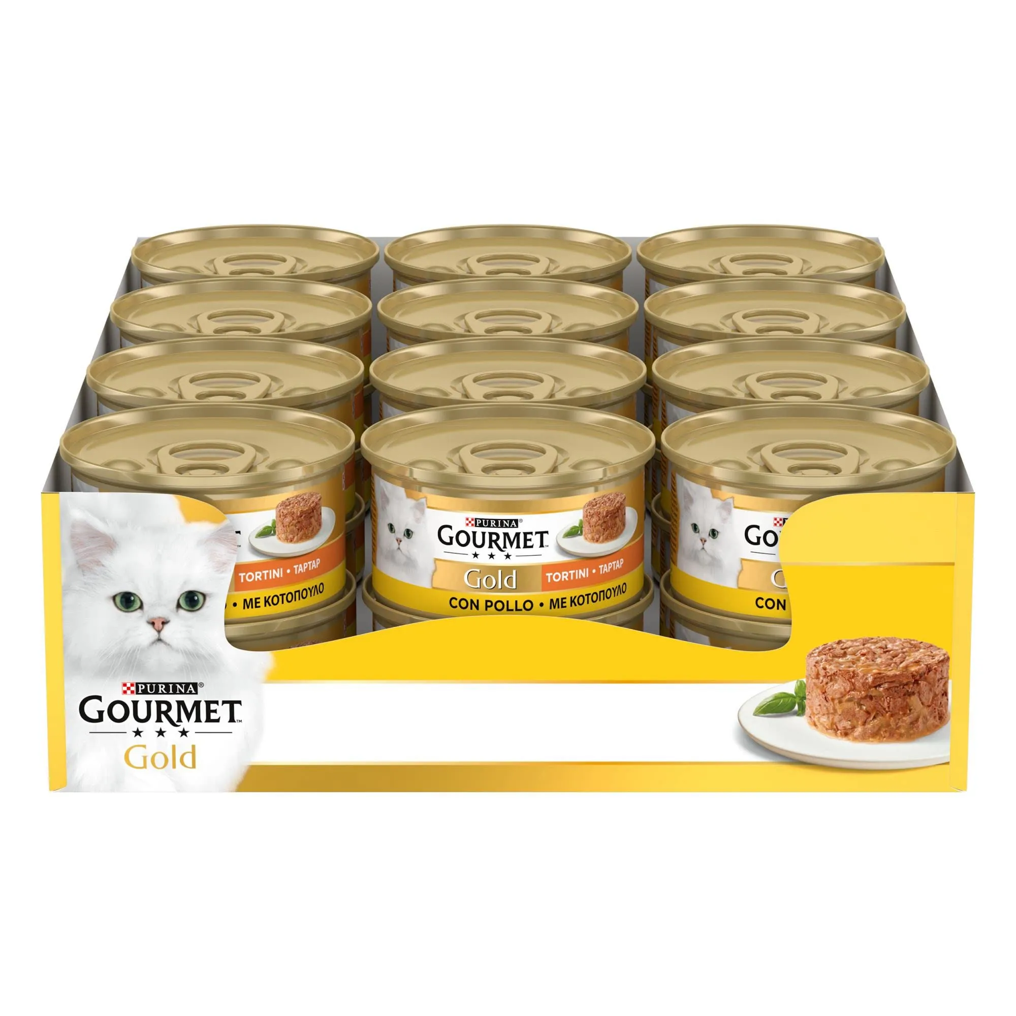 Gourmet Gold Cibo Umido per Gatti Adulti Tortino con Pollo, 85g (Confezione da 24) - immagine 1